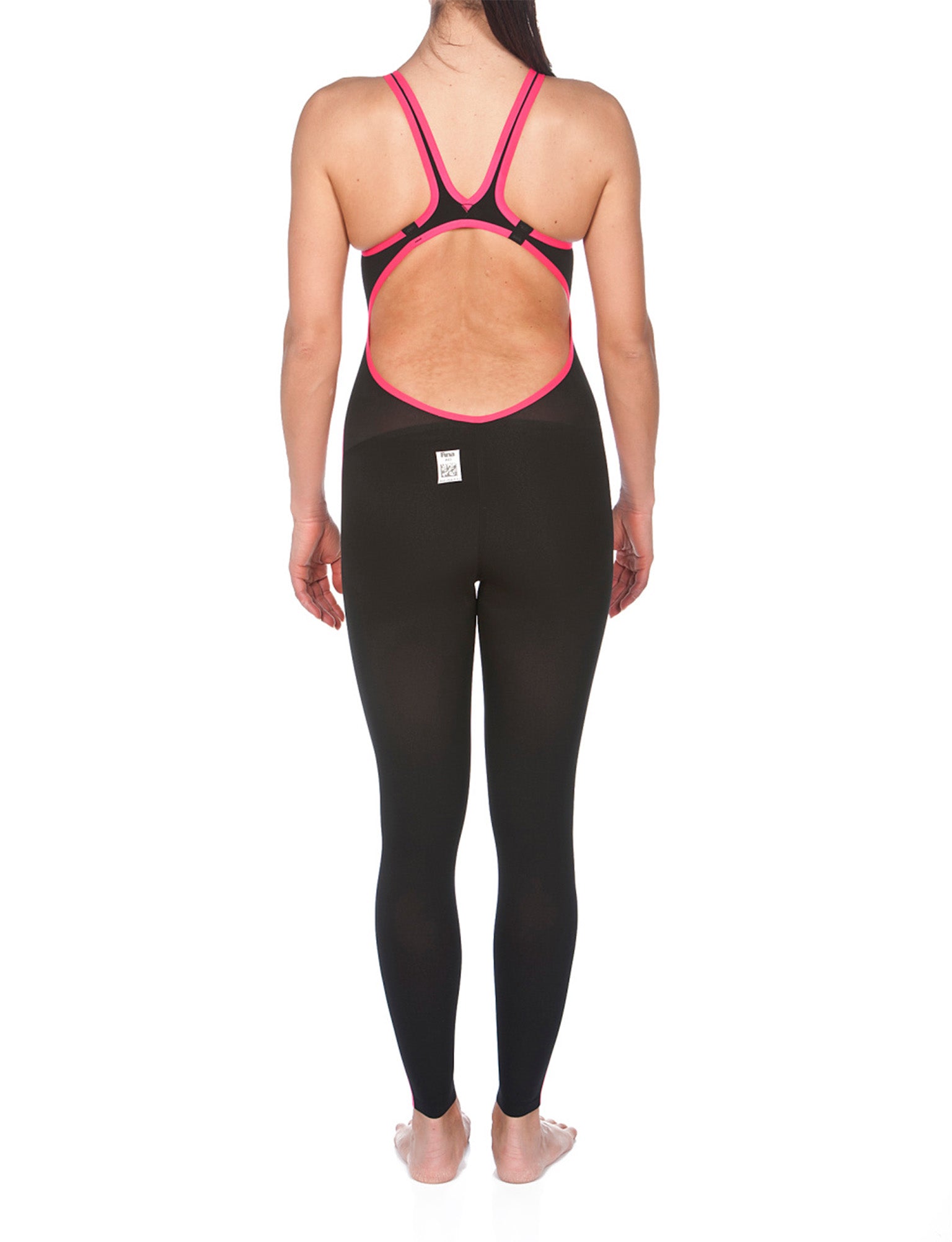 Women's Powerskin R-Evo+ Open Back Open Water Suit - Black/Fluo Yellow