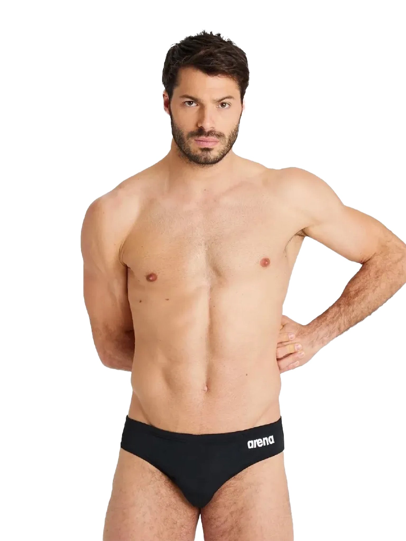 Brief de natation Team Solid pour hommes - Noir