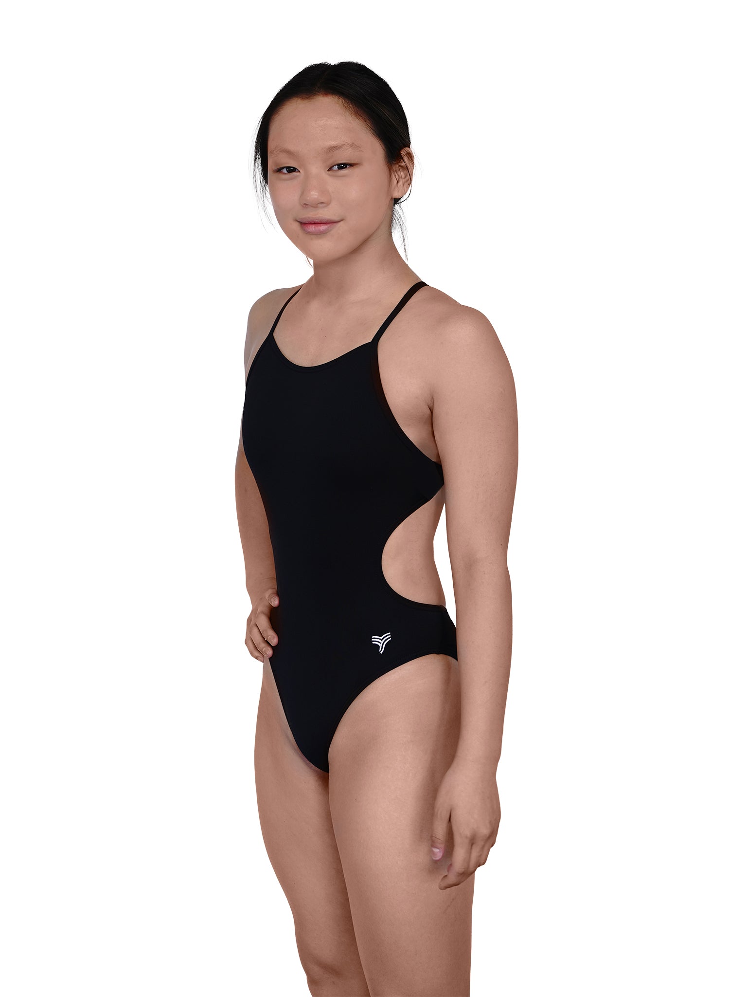 Maillot de bain une-pièce Tie Back pour femmes - Noir