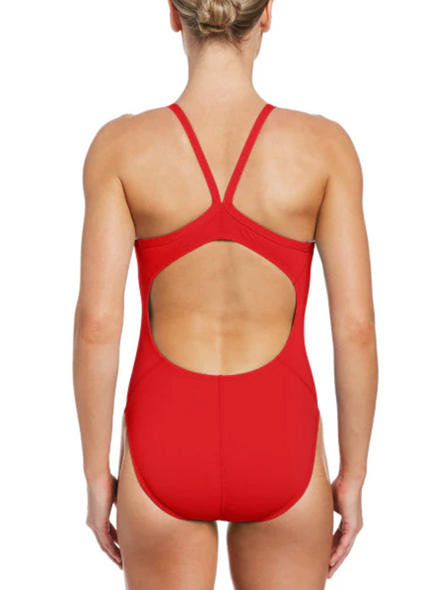 Woman's Poly Core Solid Classic Lingerie Tank One Piece Swimsuit - University Red