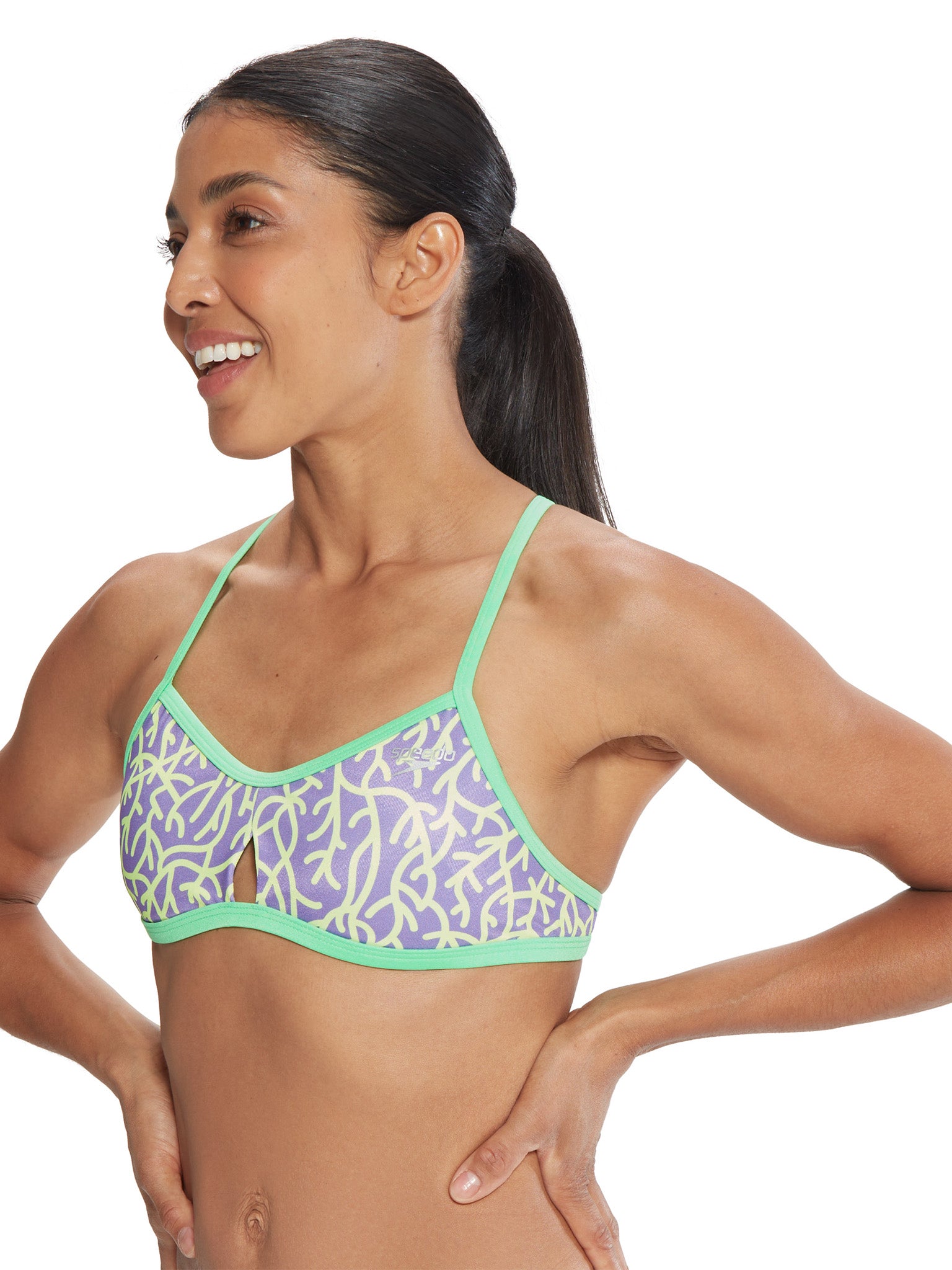 Women's Tie Back Keyhole Swimsuit Top - Coral Flow Miami Liliac
