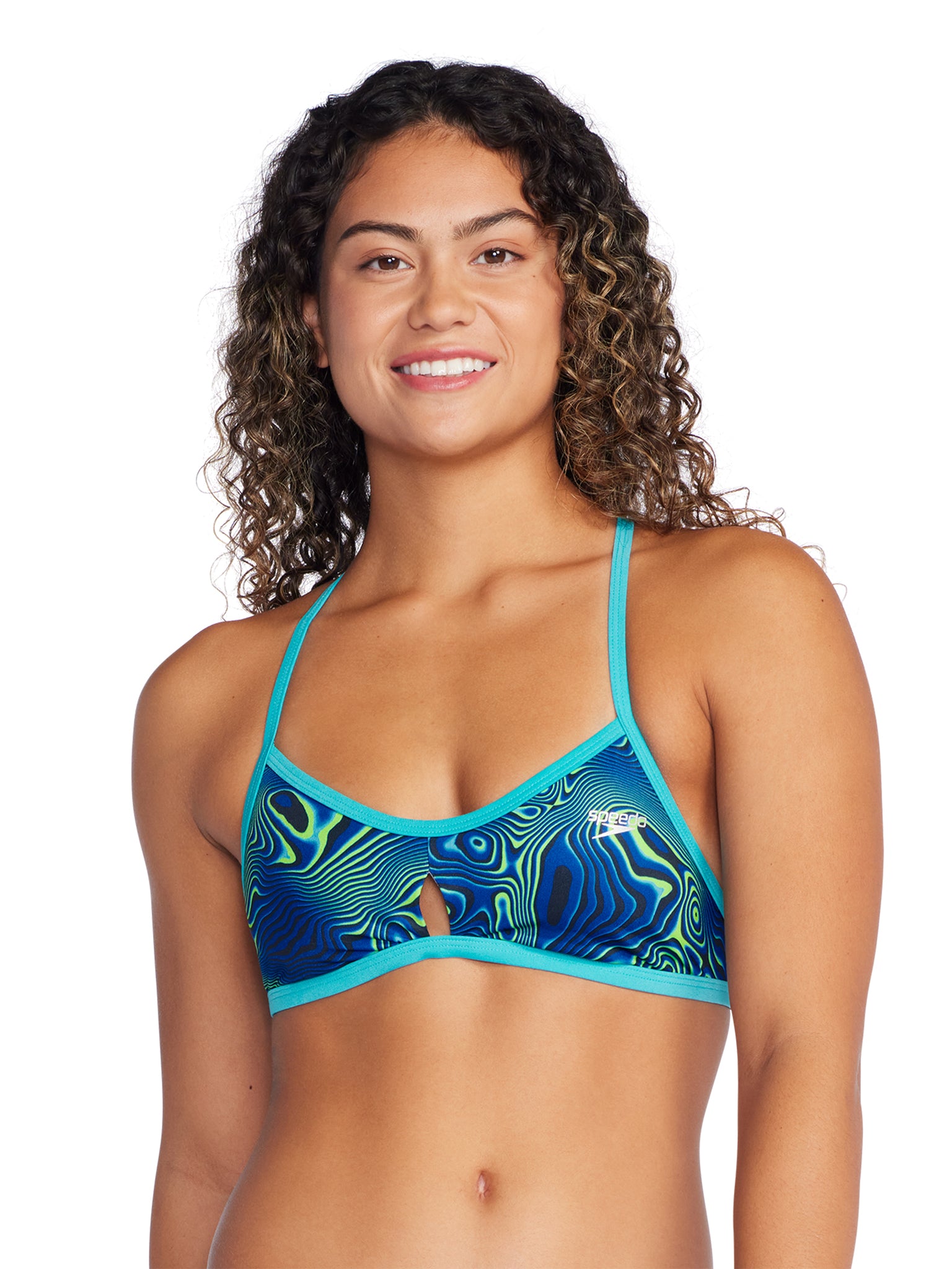 Haut de maillot de bain Tie Back Keyhole pour femmes - Neon Depths