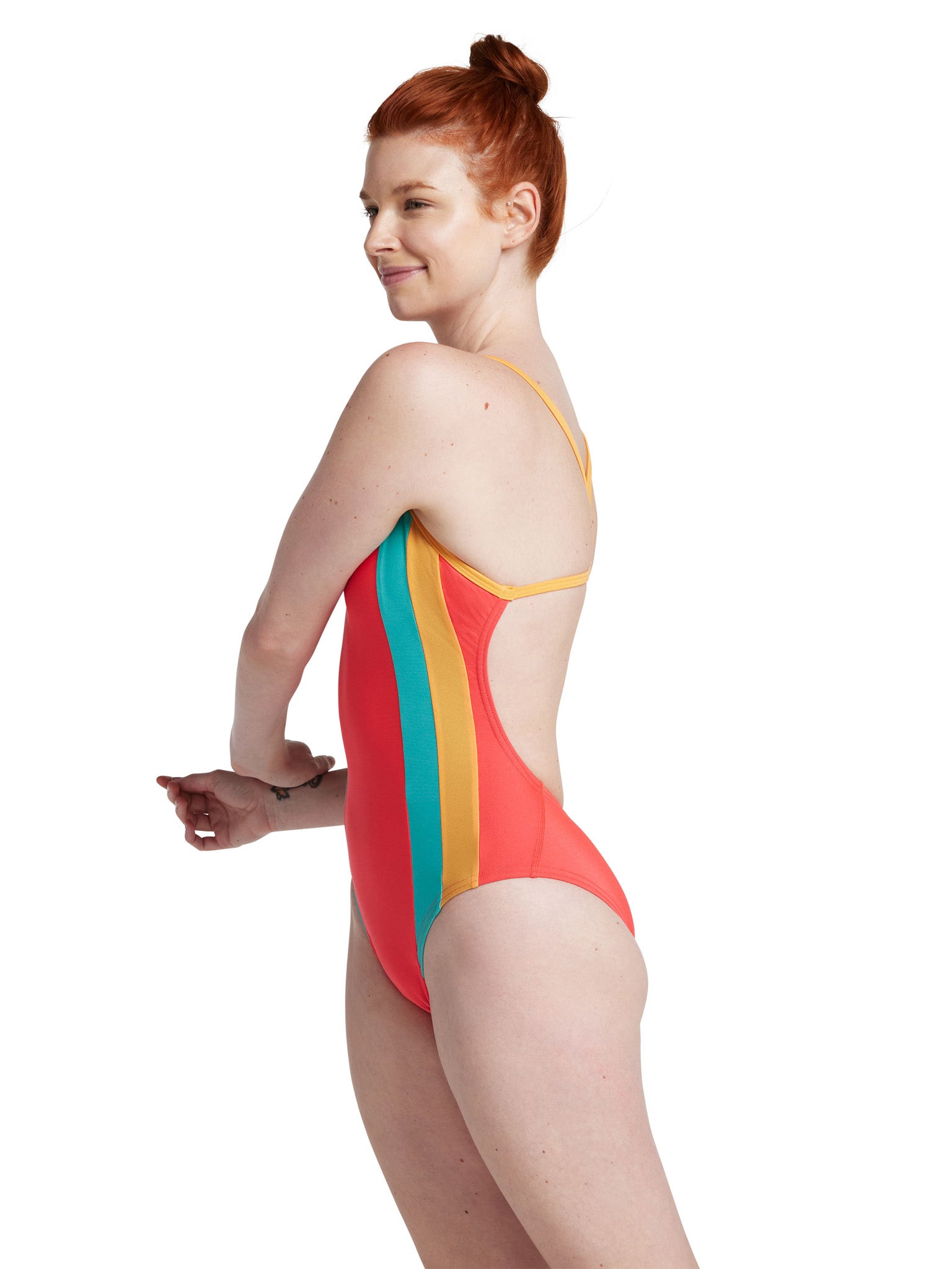 Women's Colorblock One Back One Piece Swimsuit - Red