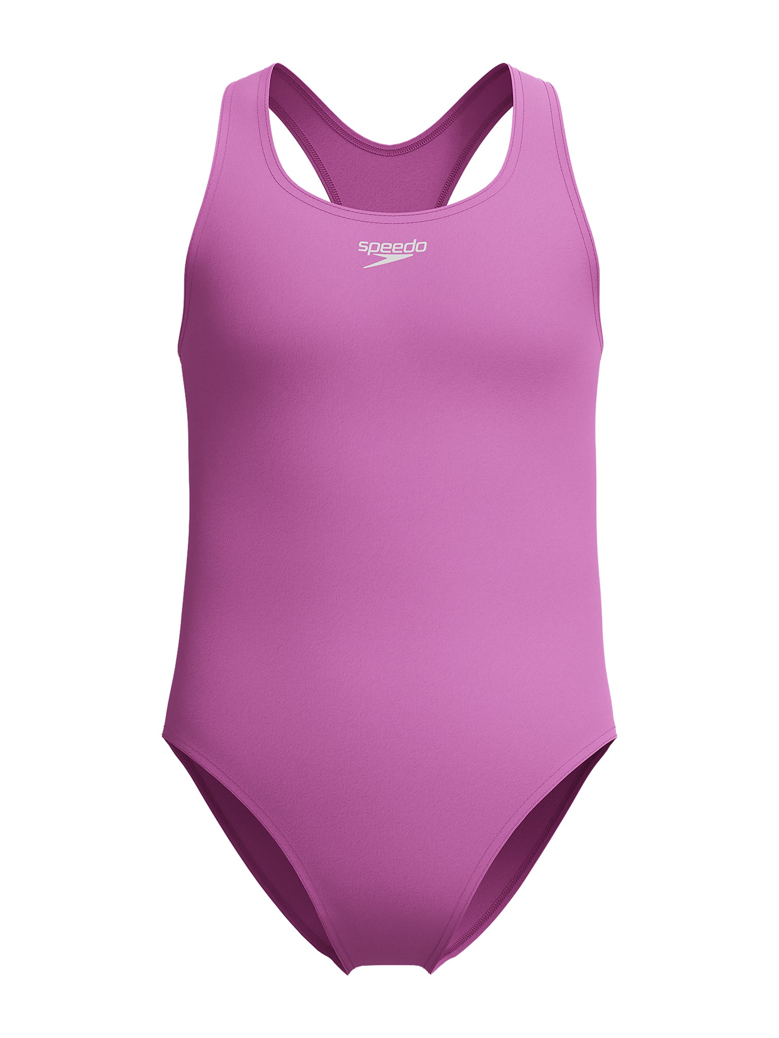 Girl's Solid Raceback One Piece Swimsuit - Neon Violet