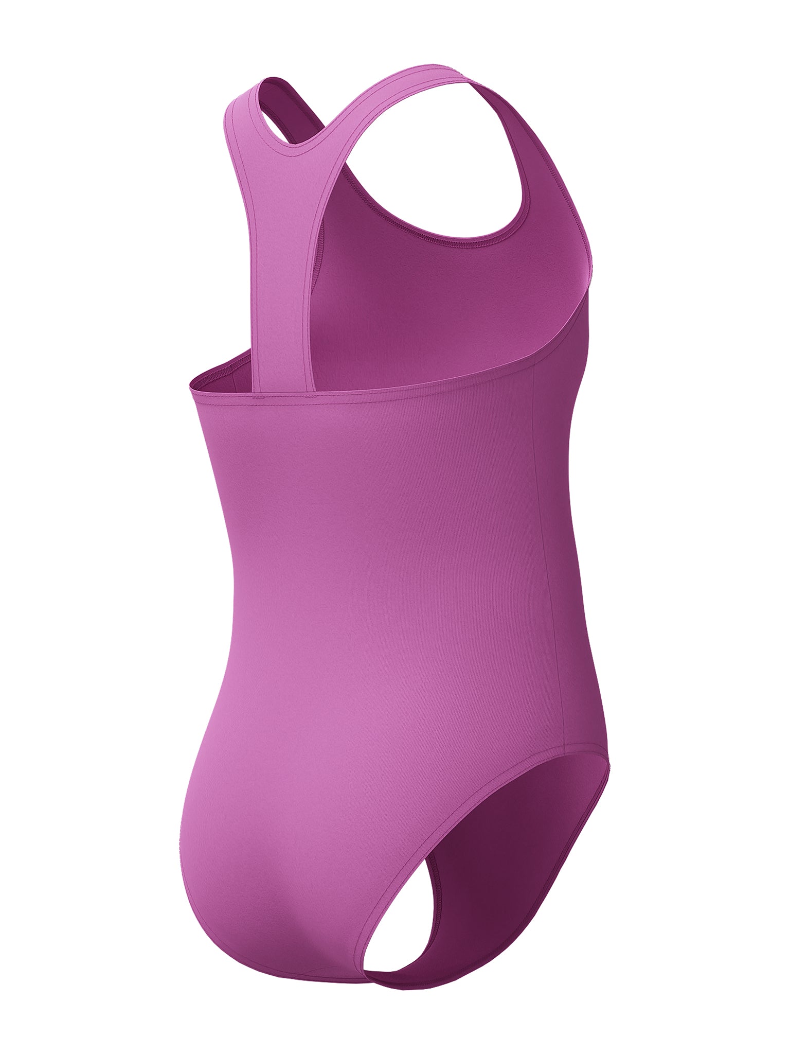 Girl's Solid Raceback One Piece Swimsuit - Neon Violet