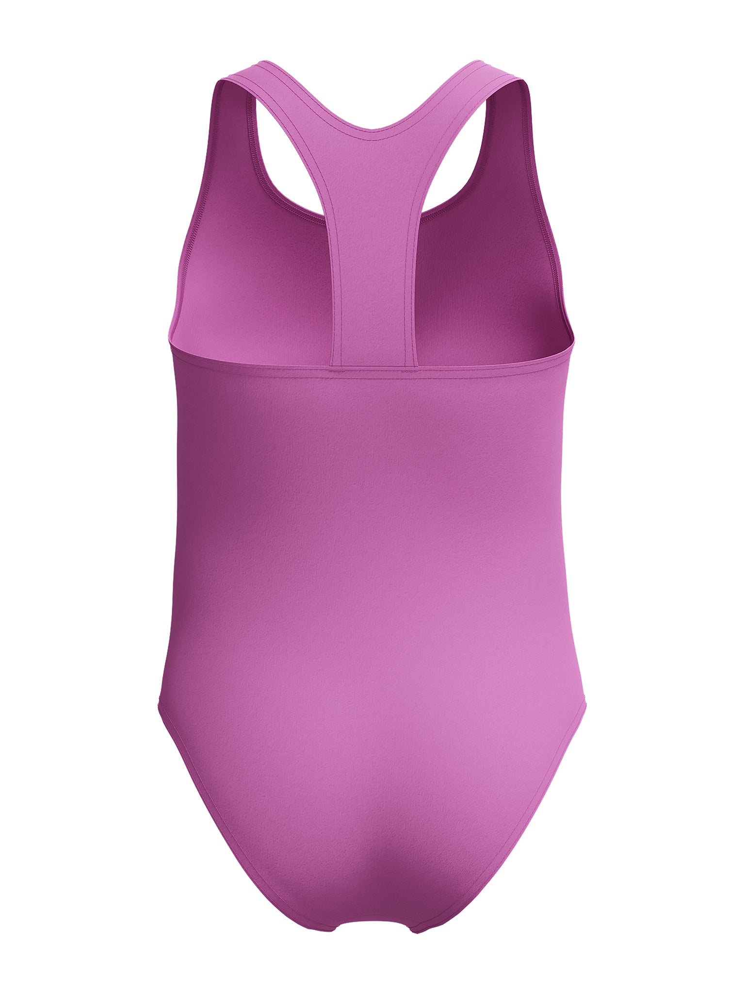 Girl's Solid Raceback One Piece Swimsuit - Neon Violet