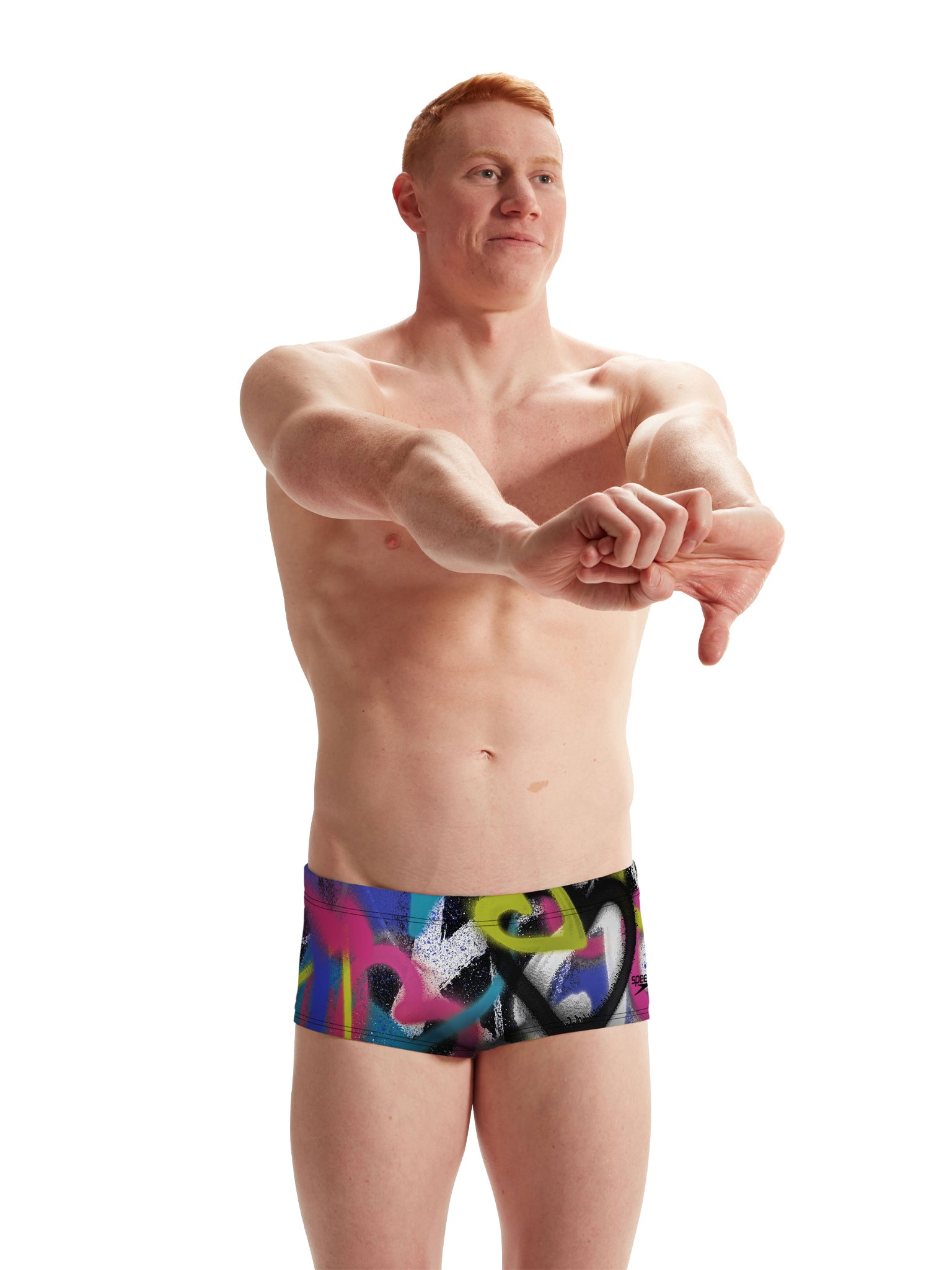 Brief de natation Printed Euro pour hommes - Heart/Istic/Flare Pink