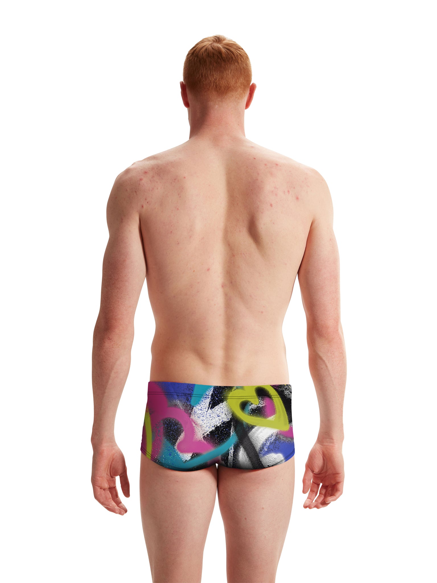 Brief de natation Printed Euro pour hommes - Heart/Istic/Flare Pink