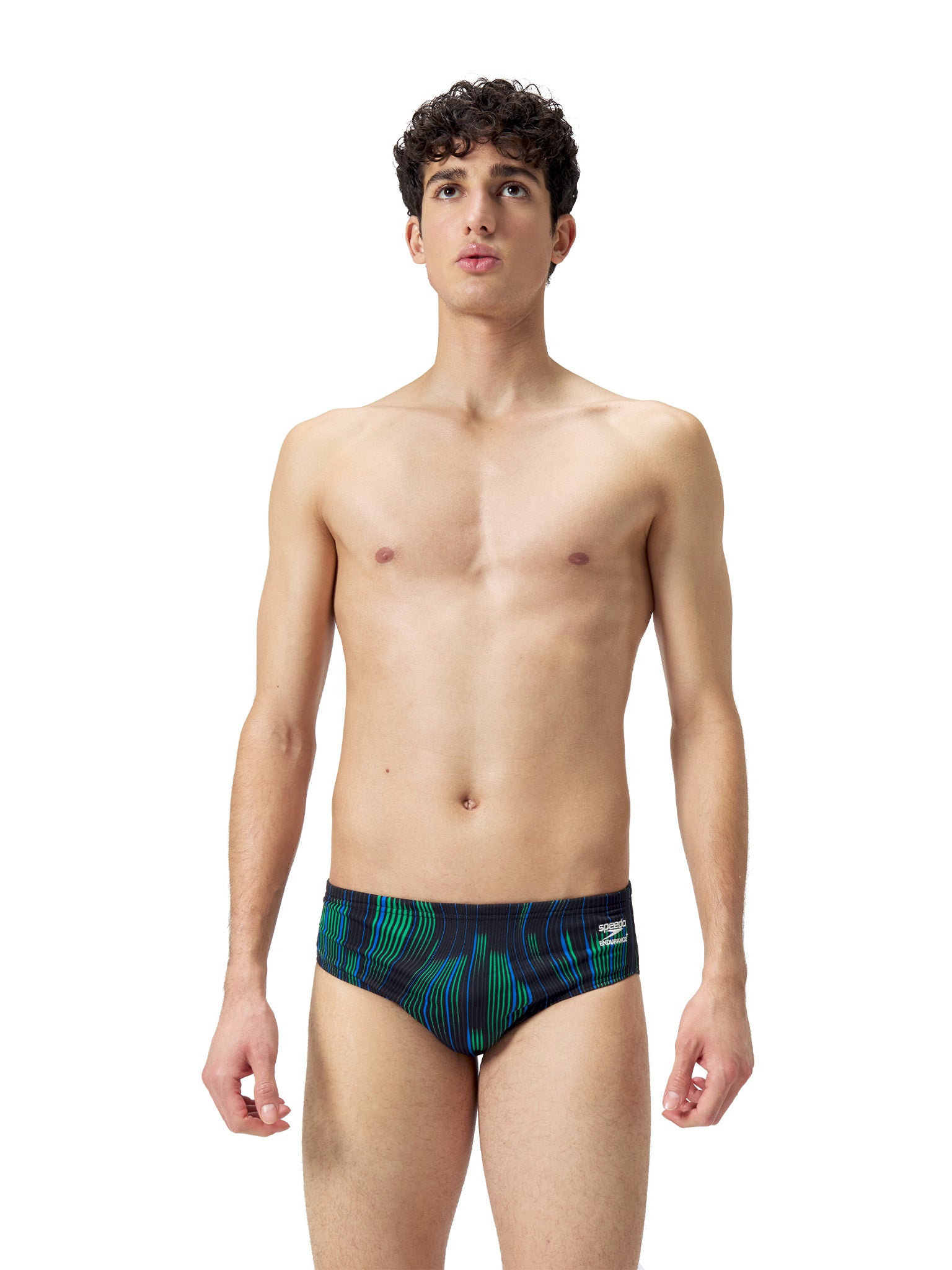 Brief de natation Space Train pour hommes - Bleu royal/Vert brillant