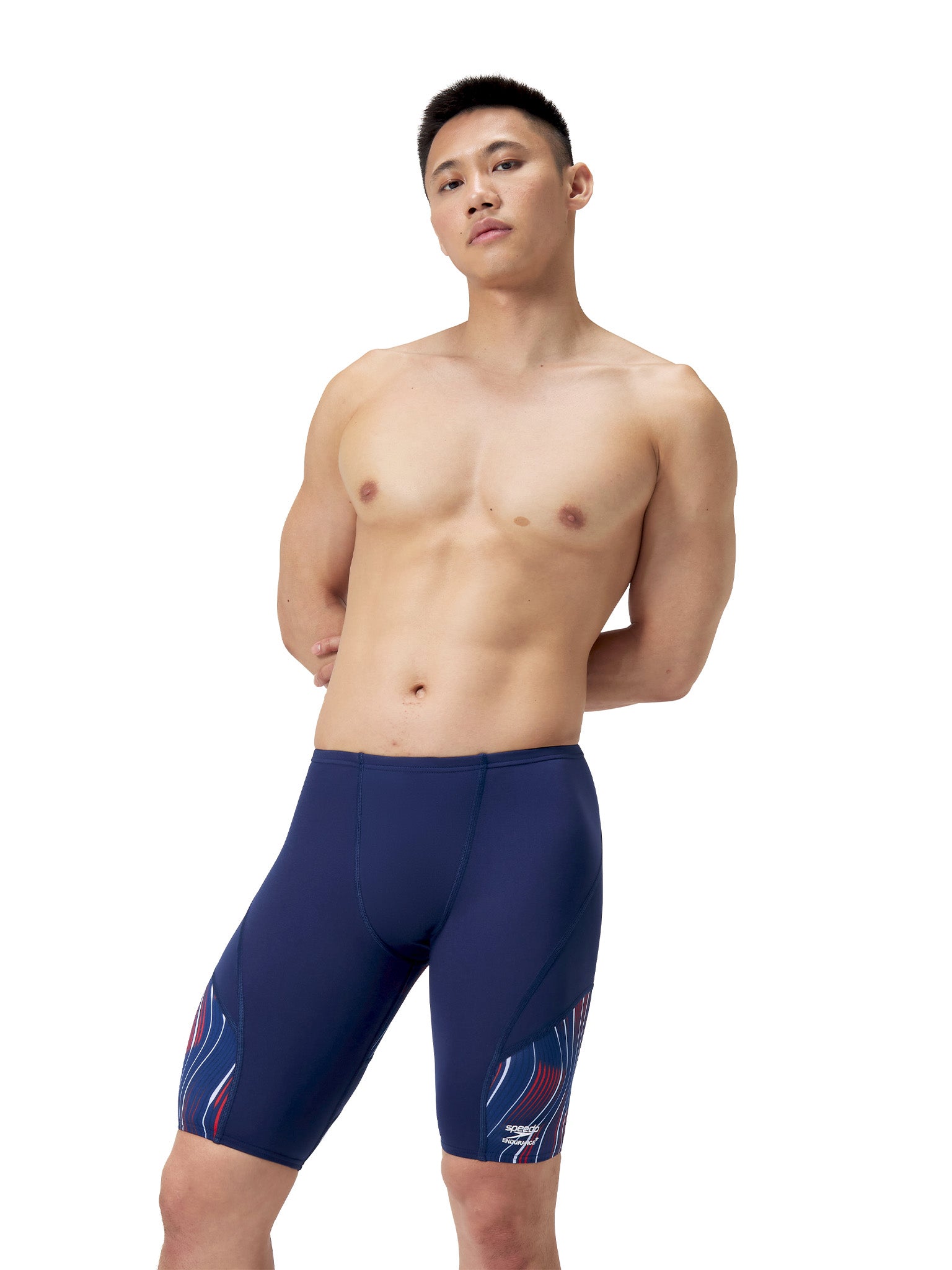 Men’s Space Train Jammer Swimsuit - Navy Red