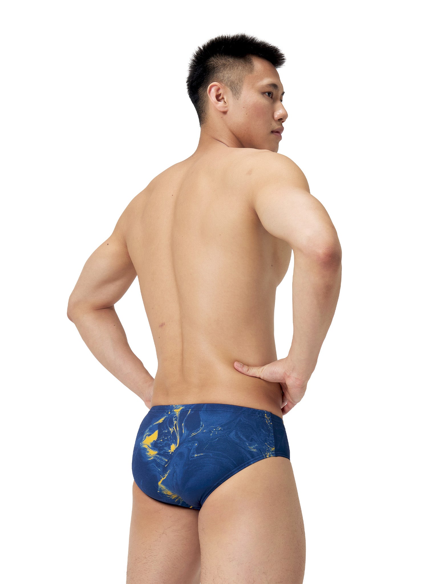 Brief de natation Lunar Storm pour hommes - Marine/Or