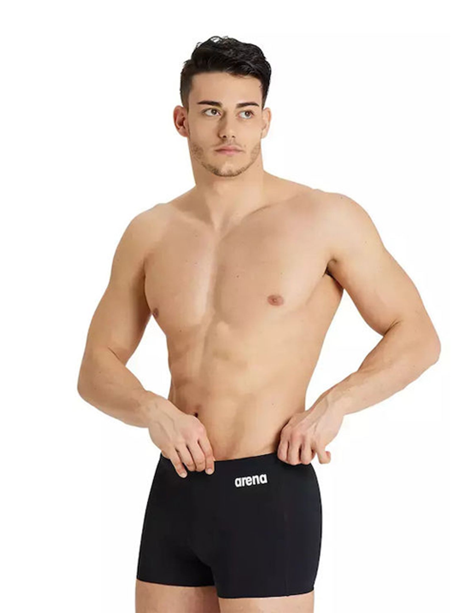 Maillot de natation coupe carrée Team Solid pour hommes - Noir