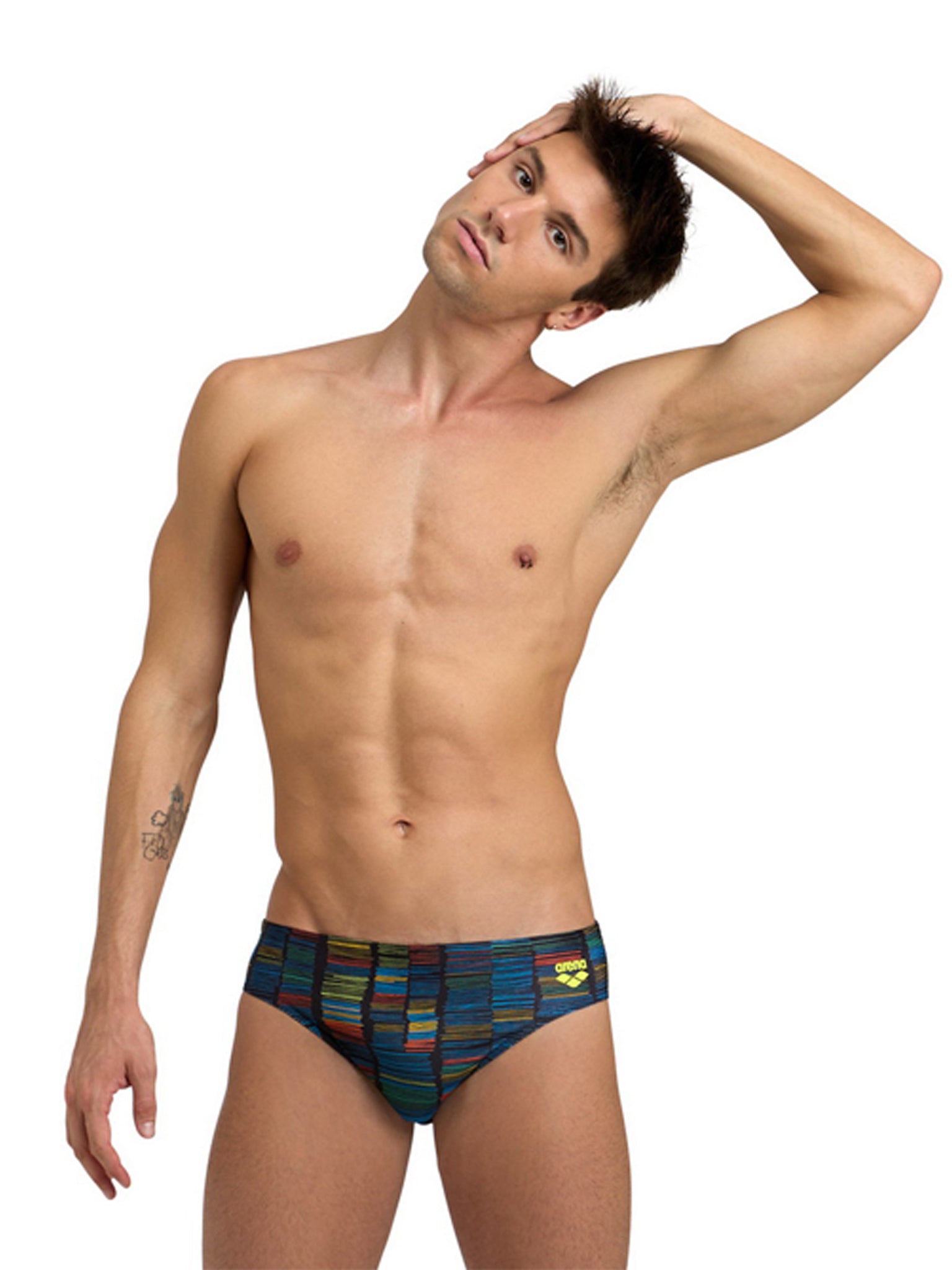 Brief de natation Slow Motion pour hommes - Noir/Multi