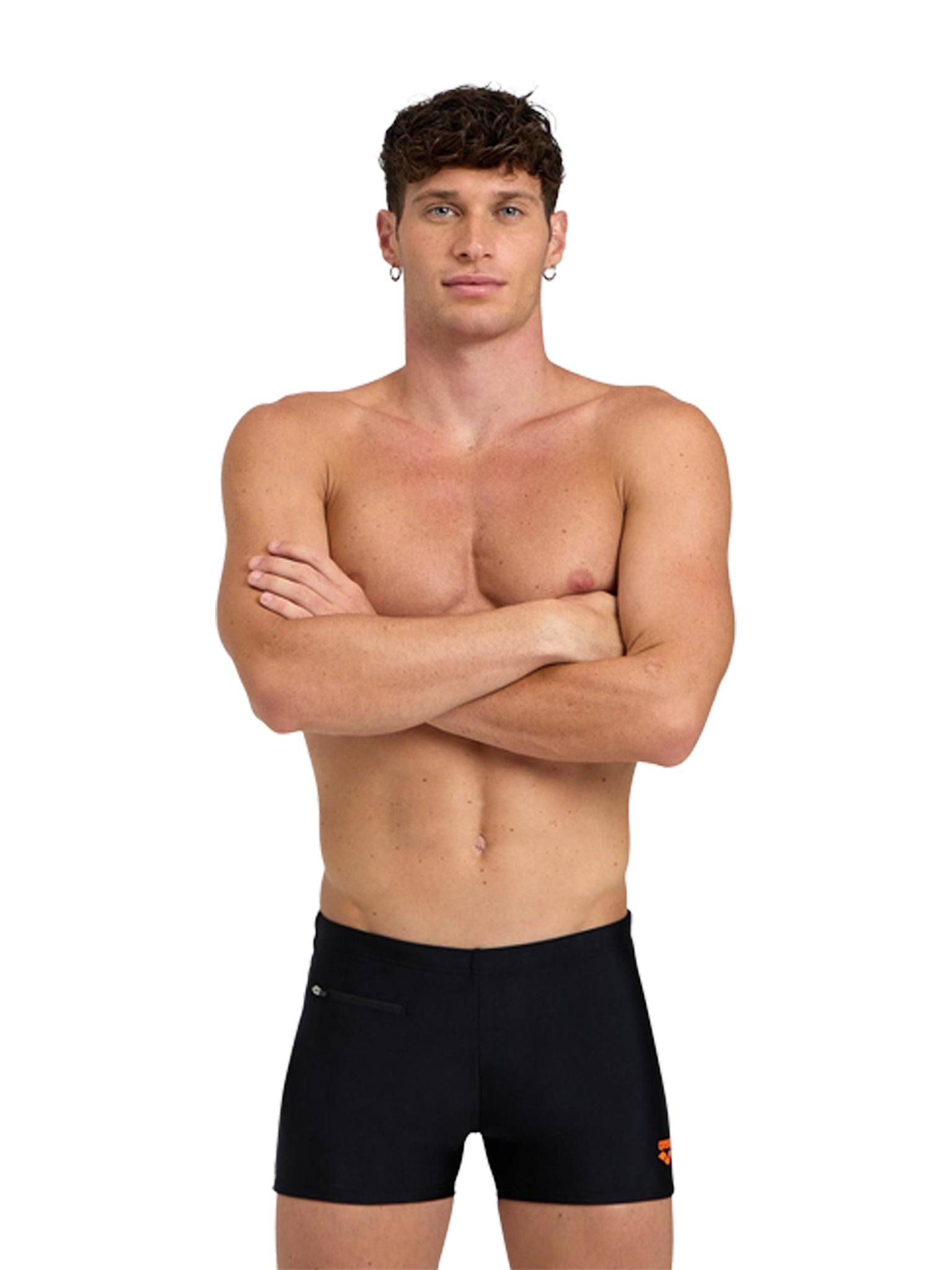 Men's Zip Square Legs Swimsuit - Black