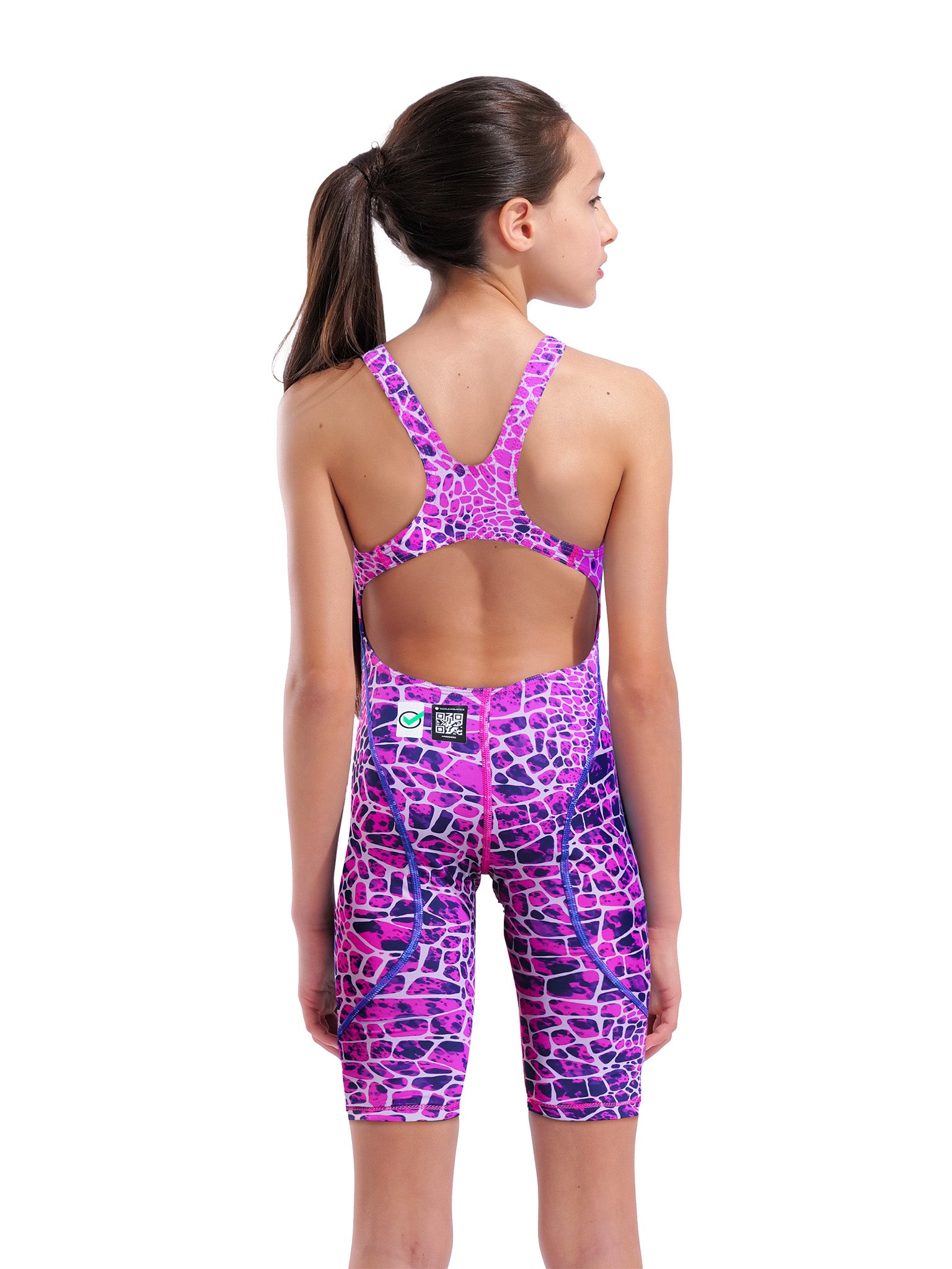 Maillot de compétition Powerskin St Next Open Back Jr pour filles E.L. - Snake Pink