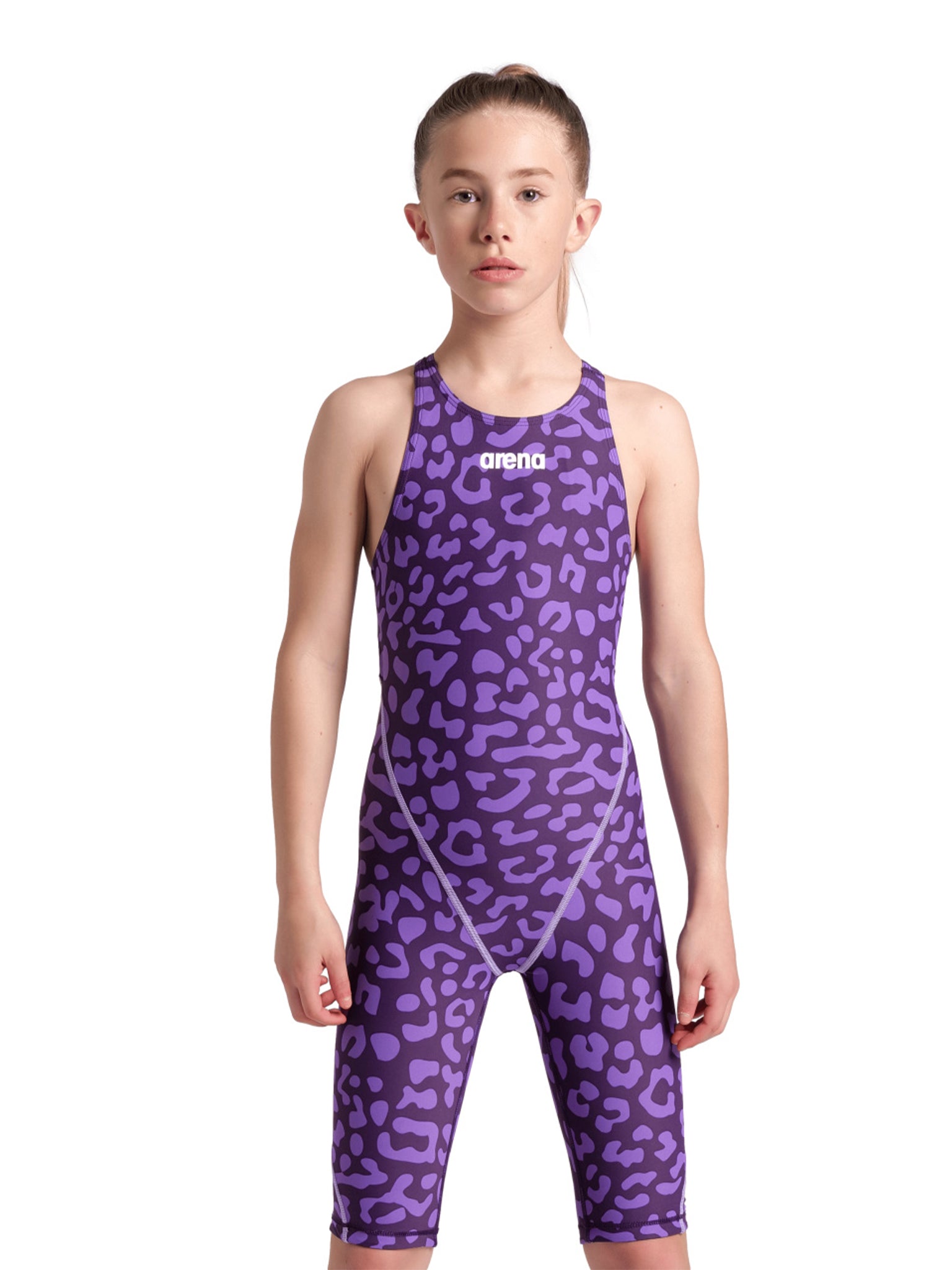 Maillot de compétition Powerskin St Next Open Back Jr pour filles E.L. - Leopard Skin Violet