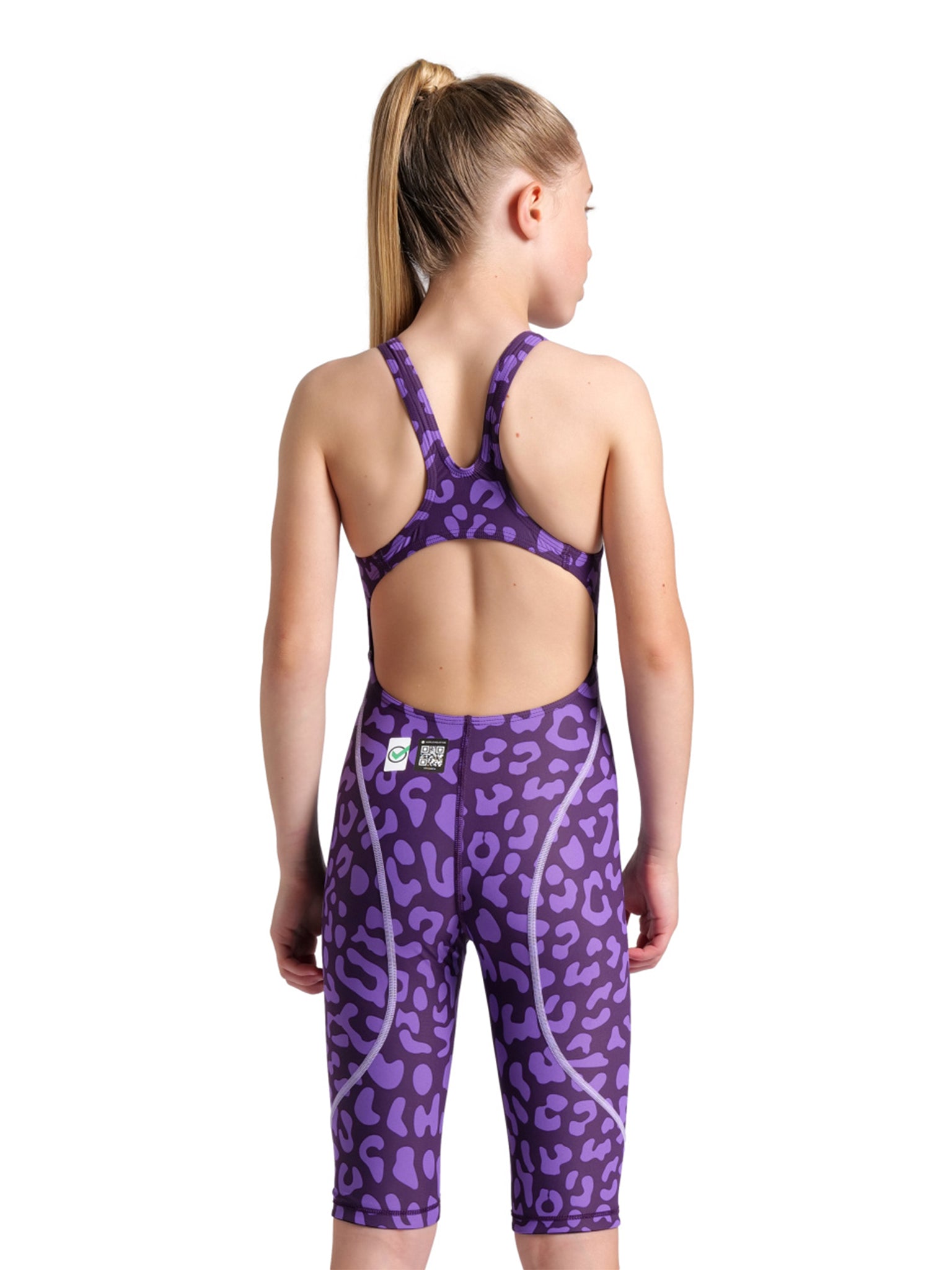 Maillot de compétition Powerskin St Next Open Back Jr pour filles E.L. - Leopard Skin Violet
