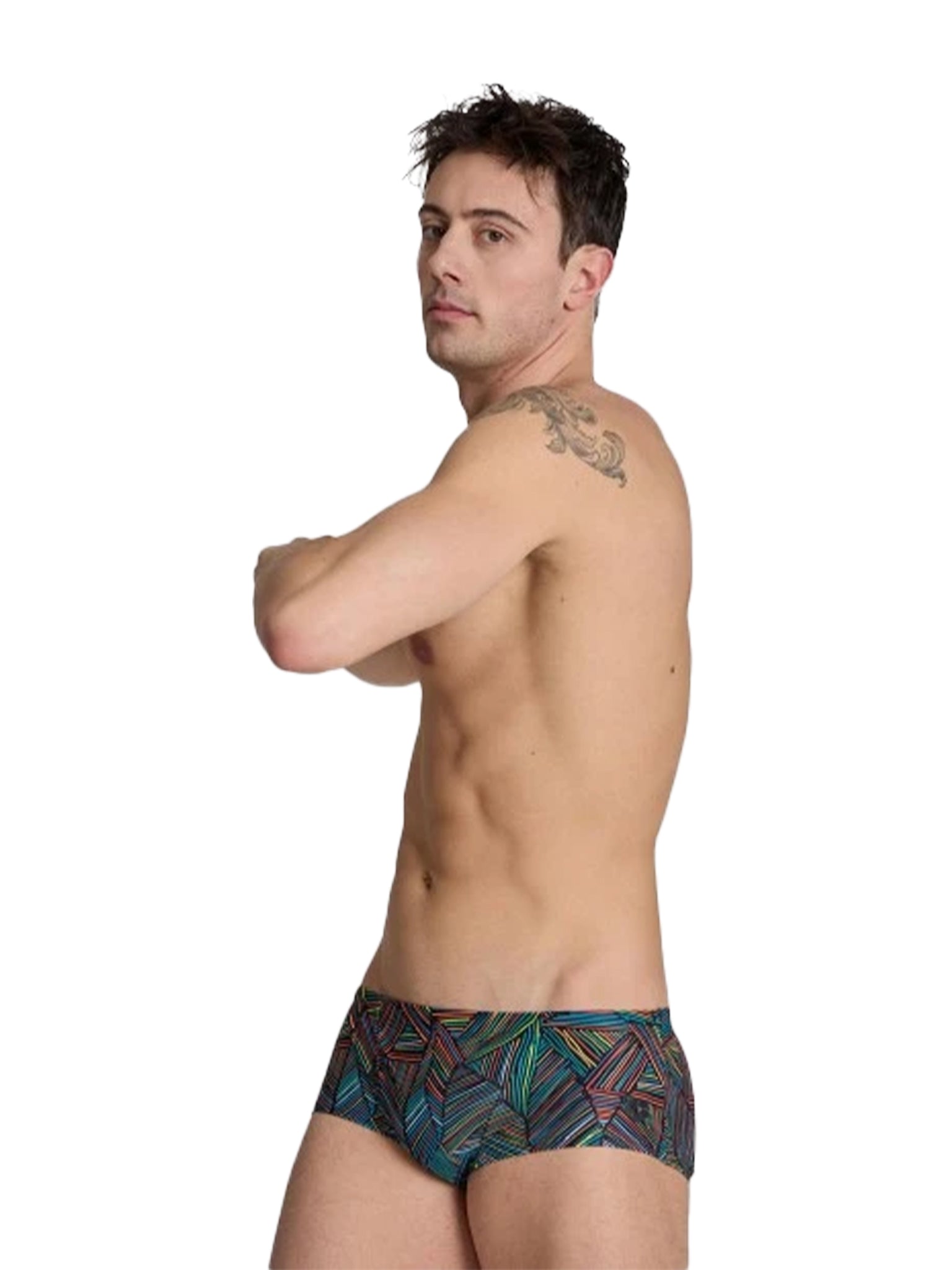 Men's Overview Low Waist Short Swimsuit - Black/Multi