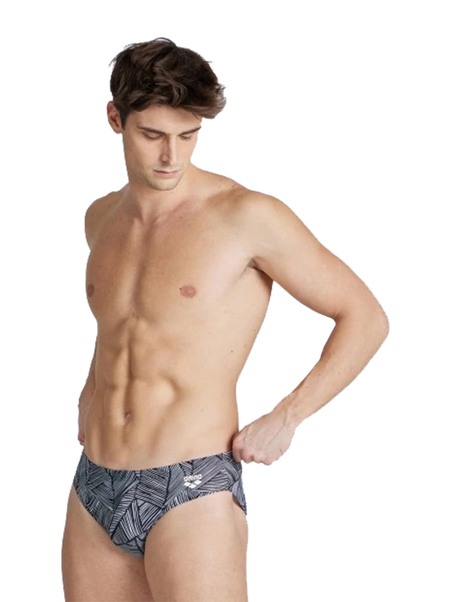 Brief de natation taille basse Overview pour hommes - Blanc/Multi