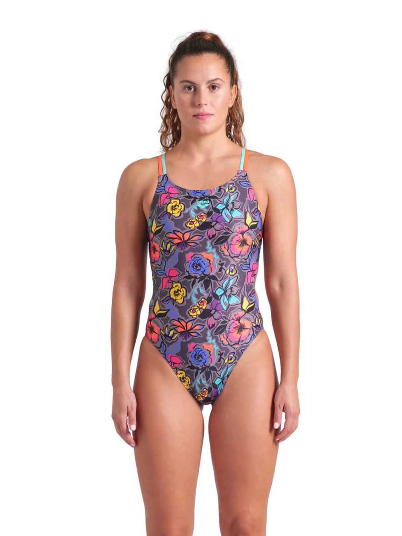 Women's Vivid Repear Lace Plus Back One Piece Swimsuit - Grey/Water/Coral