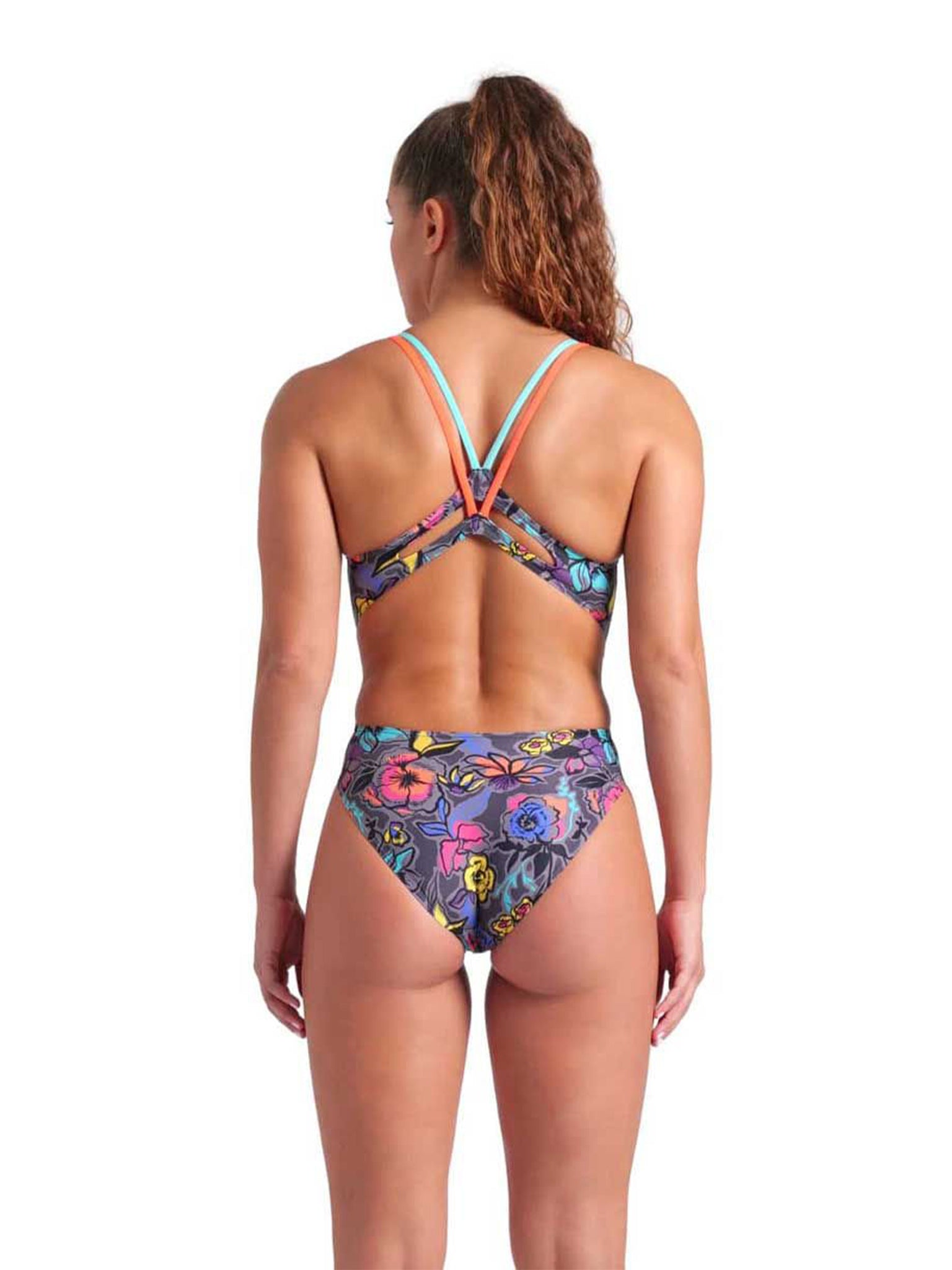 Women's Vivid Repear Lace Plus Back One Piece Swimsuit - Grey/Water/Coral