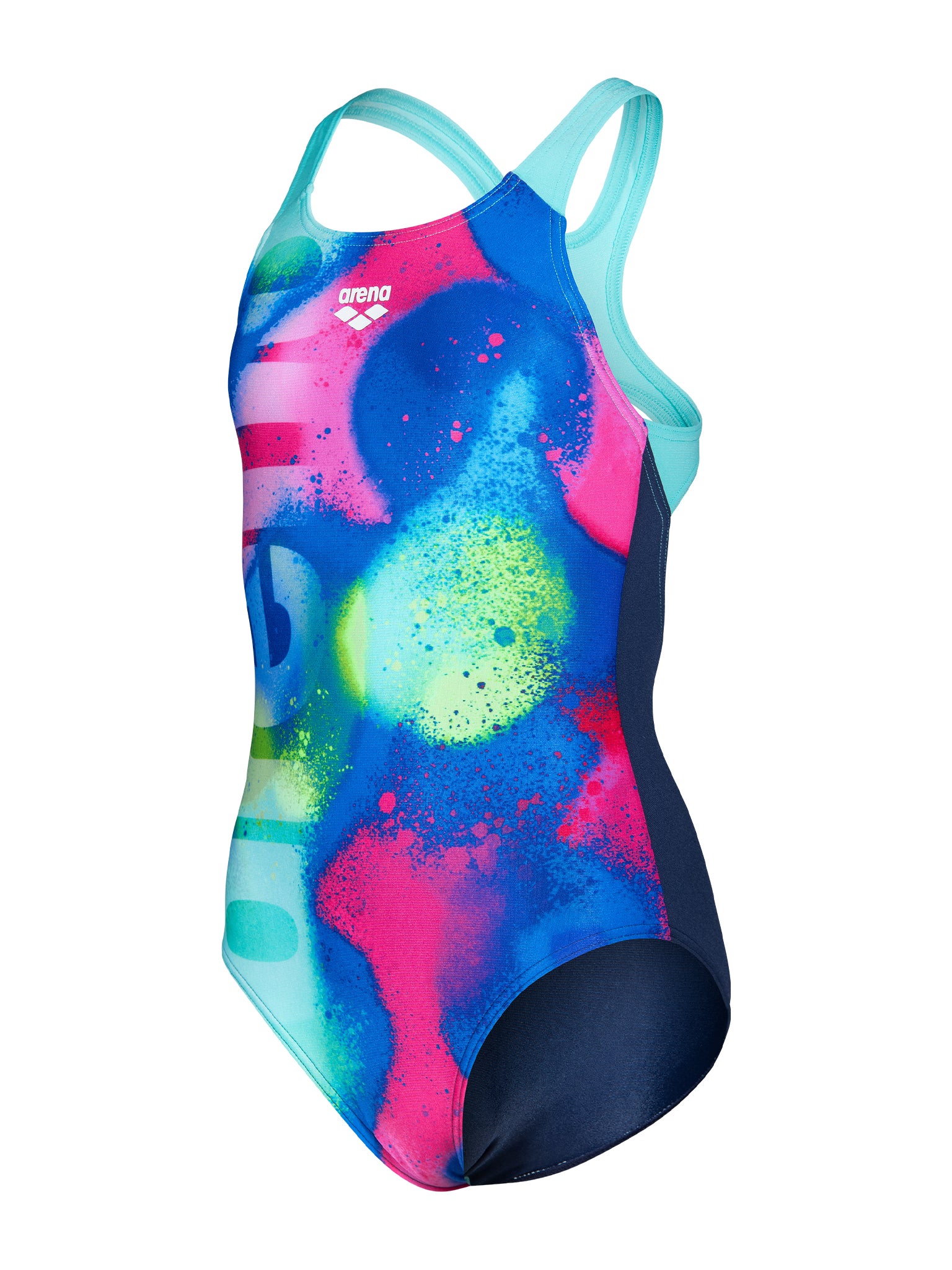 Maillot de bain une-pièce Spray Paint Pro Back pour filles - Marine/Eau