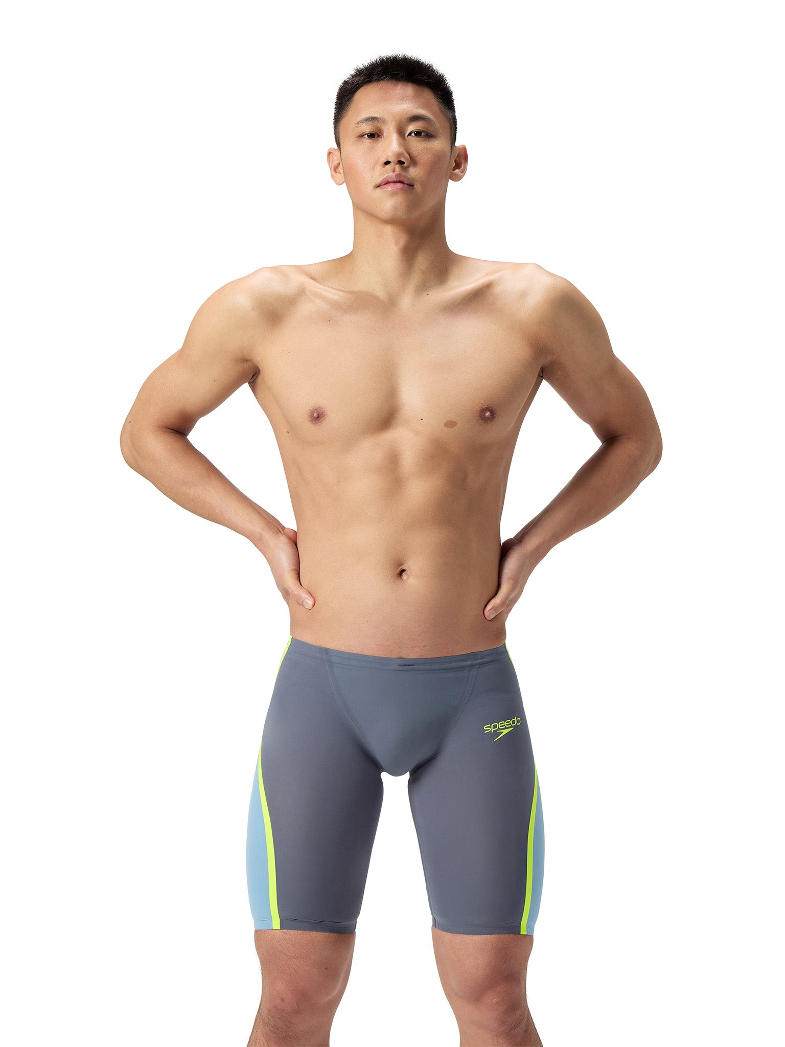 Maillot de compétition Fastskin LZR Pure Intent 2.0 Jammer pour hommes - Grey Lead/Acadia Blue/Hyper Yellow