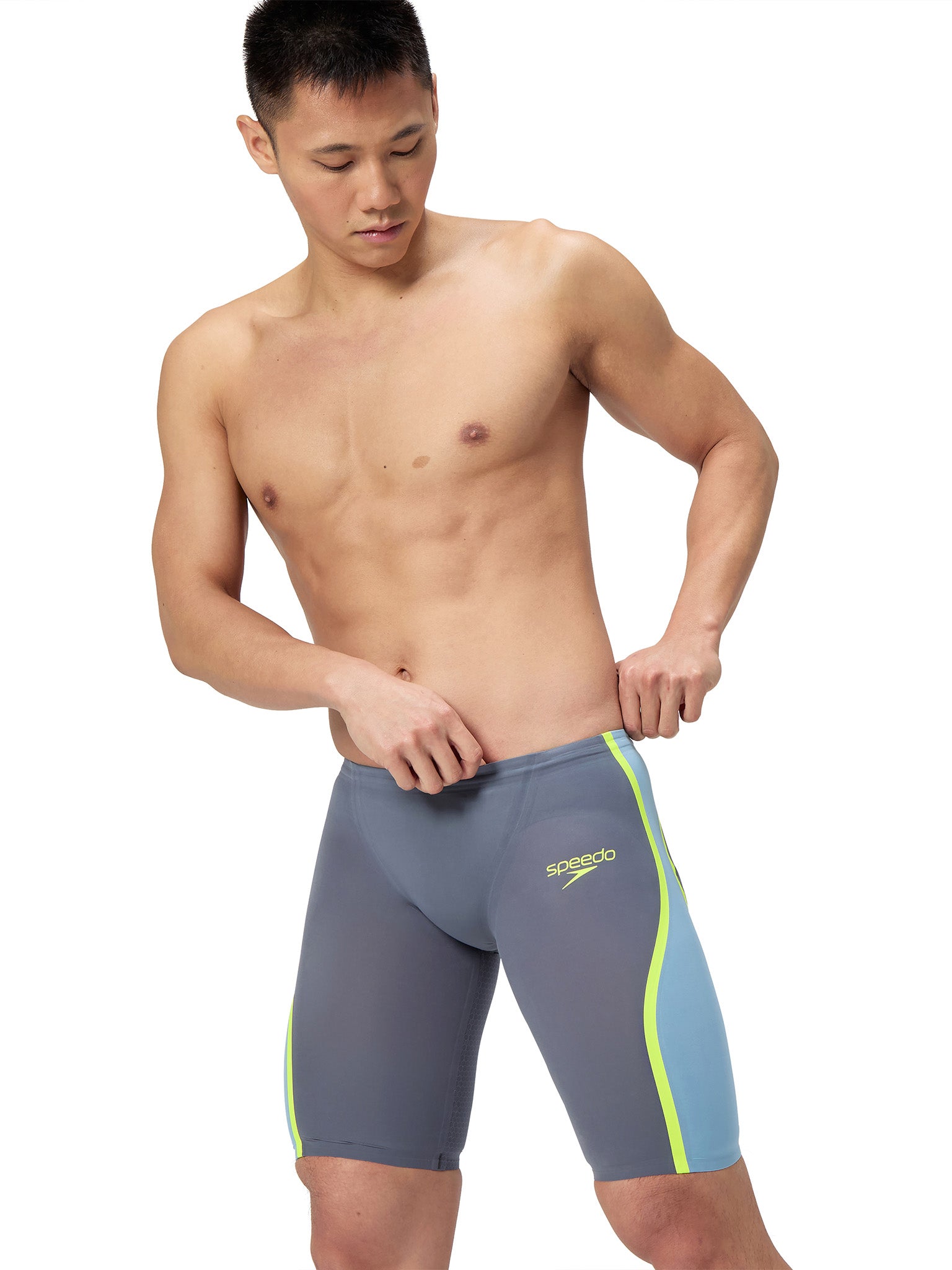 Maillot de compétition Fastskin LZR Pure Intent 2.0 Jammer pour hommes - Grey Lead/Acadia Blue/Hyper Yellow