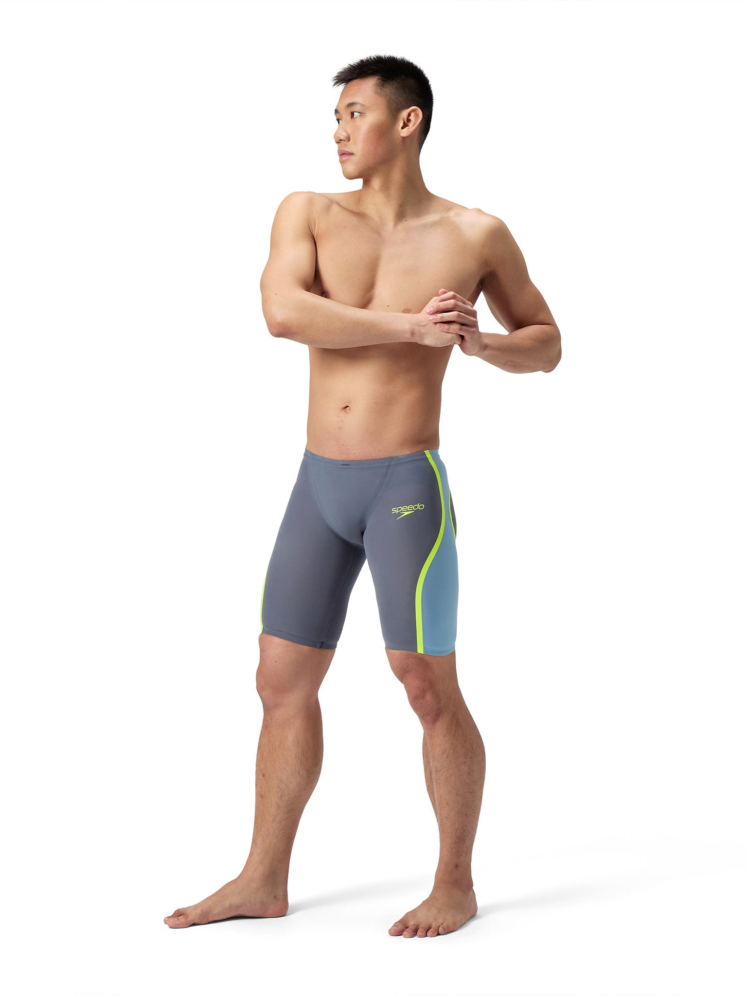 Maillot de compétition Fastskin LZR Pure Intent 2.0 Jammer pour hommes - Grey Lead/Acadia Blue/Hyper Yellow