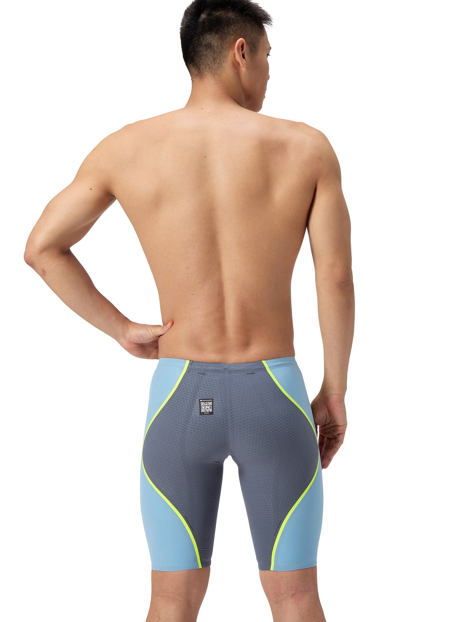 Maillot de compétition Fastskin LZR Pure Intent 2.0 High Waist Jammer pour hommes - Grey Lead/Acadia Blue/Hyper Yellow