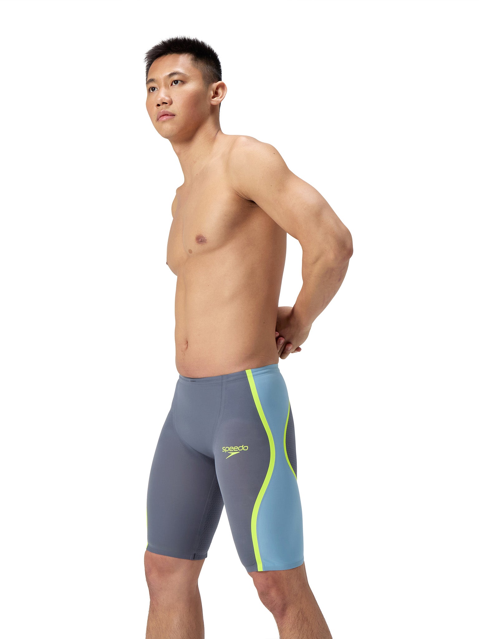 Maillot de compétition Fastskin LZR Pure Intent 2.0 High Waist Jammer pour hommes - Grey Lead/Acadia Blue/Hyper Yellow