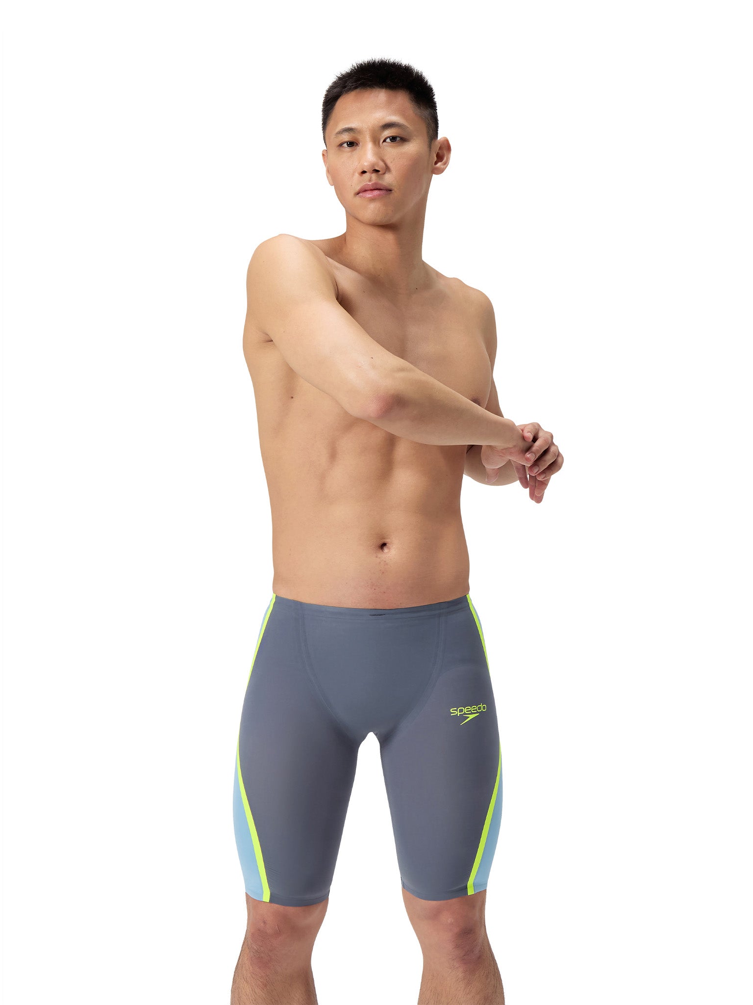 Maillot de compétition Fastskin LZR Pure Intent 2.0 High Waist Jammer pour hommes - Grey Lead/Acadia Blue/Hyper Yellow