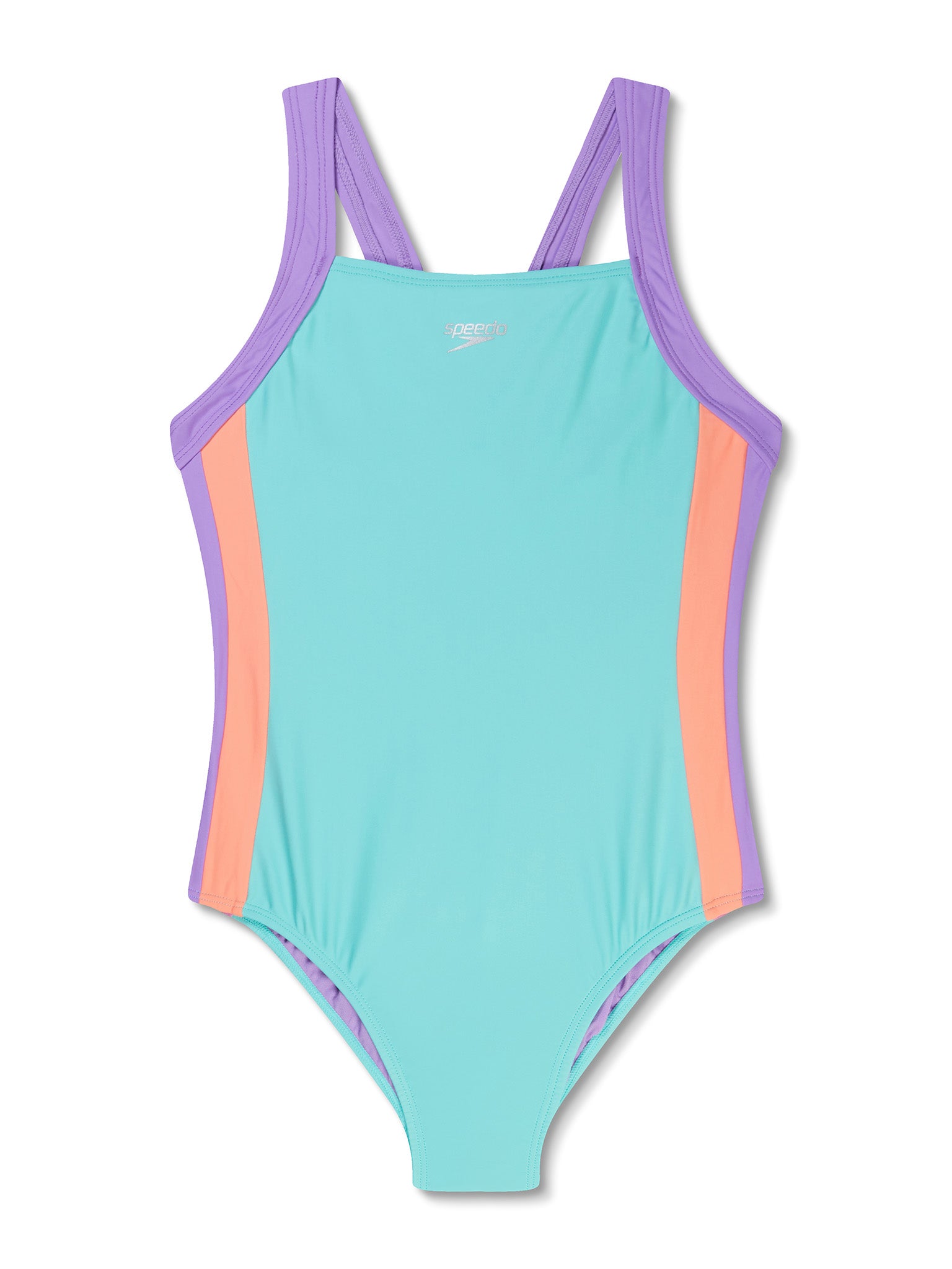 Girl’s Solid Vertical One Piece Swimsuit - Artic Glass