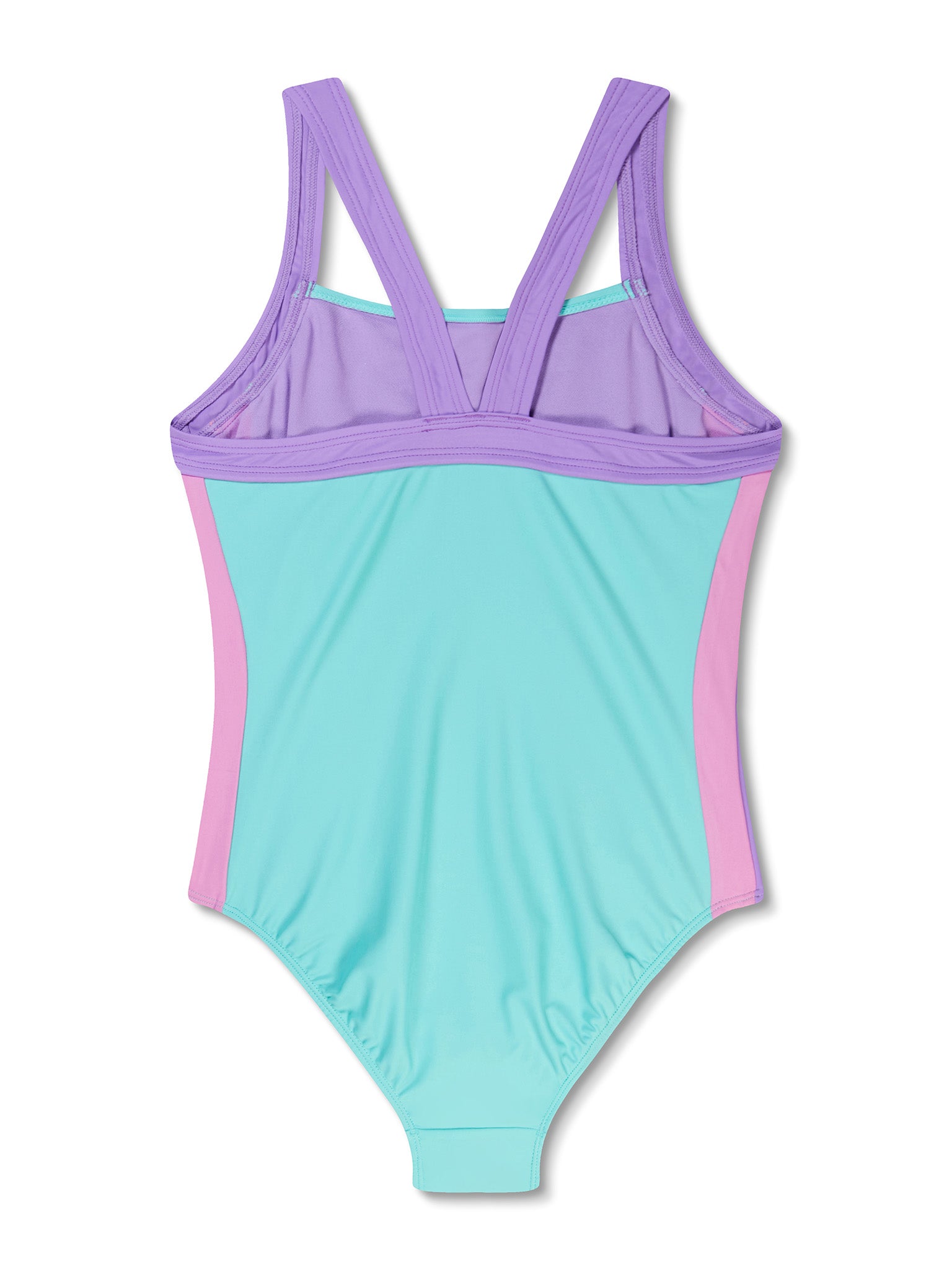 Girl’s Solid Vertical One Piece Swimsuit - Artic Glass