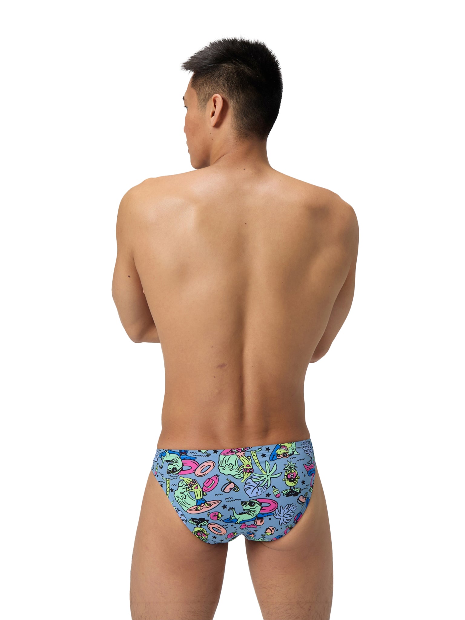 Brief de natation Printed pour hommes - Electric Luau/Arcadia Blue