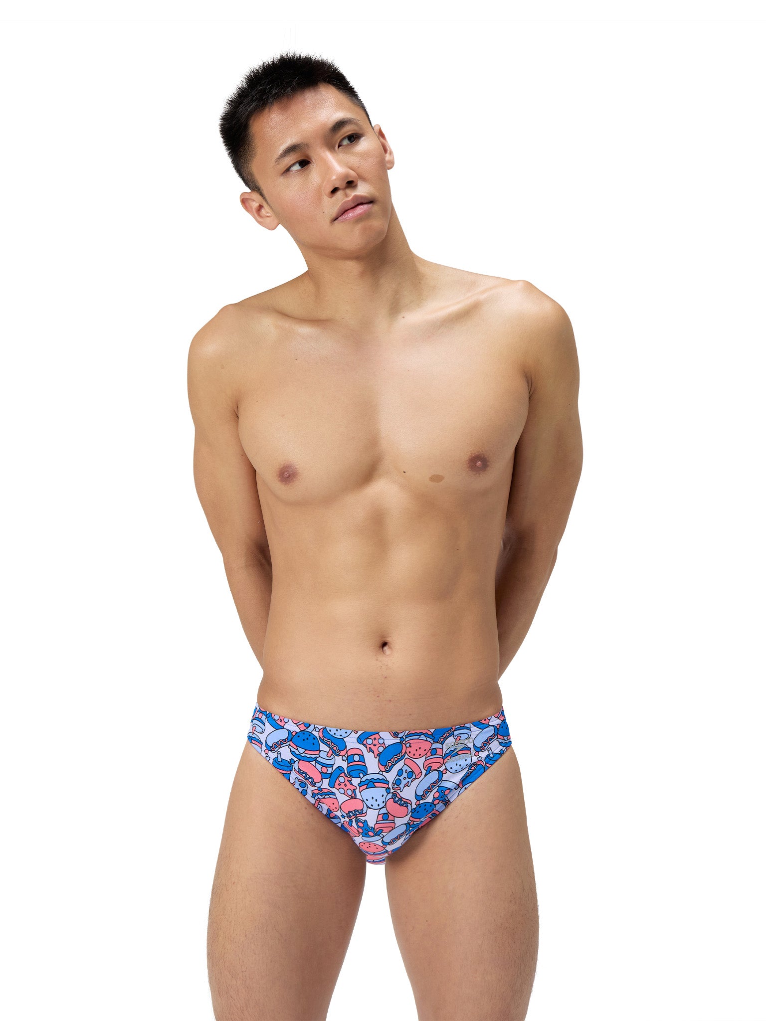 Brief de natation Printed pour hommes - Fast Lane Feast/Lagoon Blue