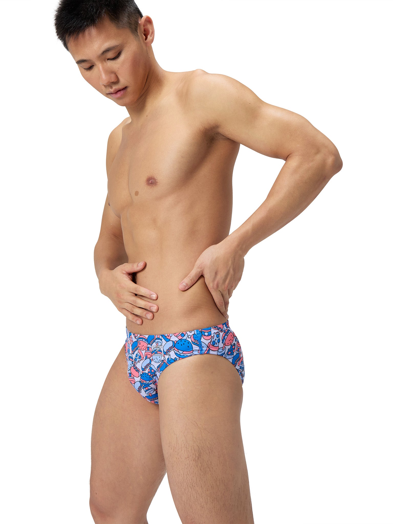 Brief de natation Printed pour hommes - Fast Lane Feast/Lagoon Blue
