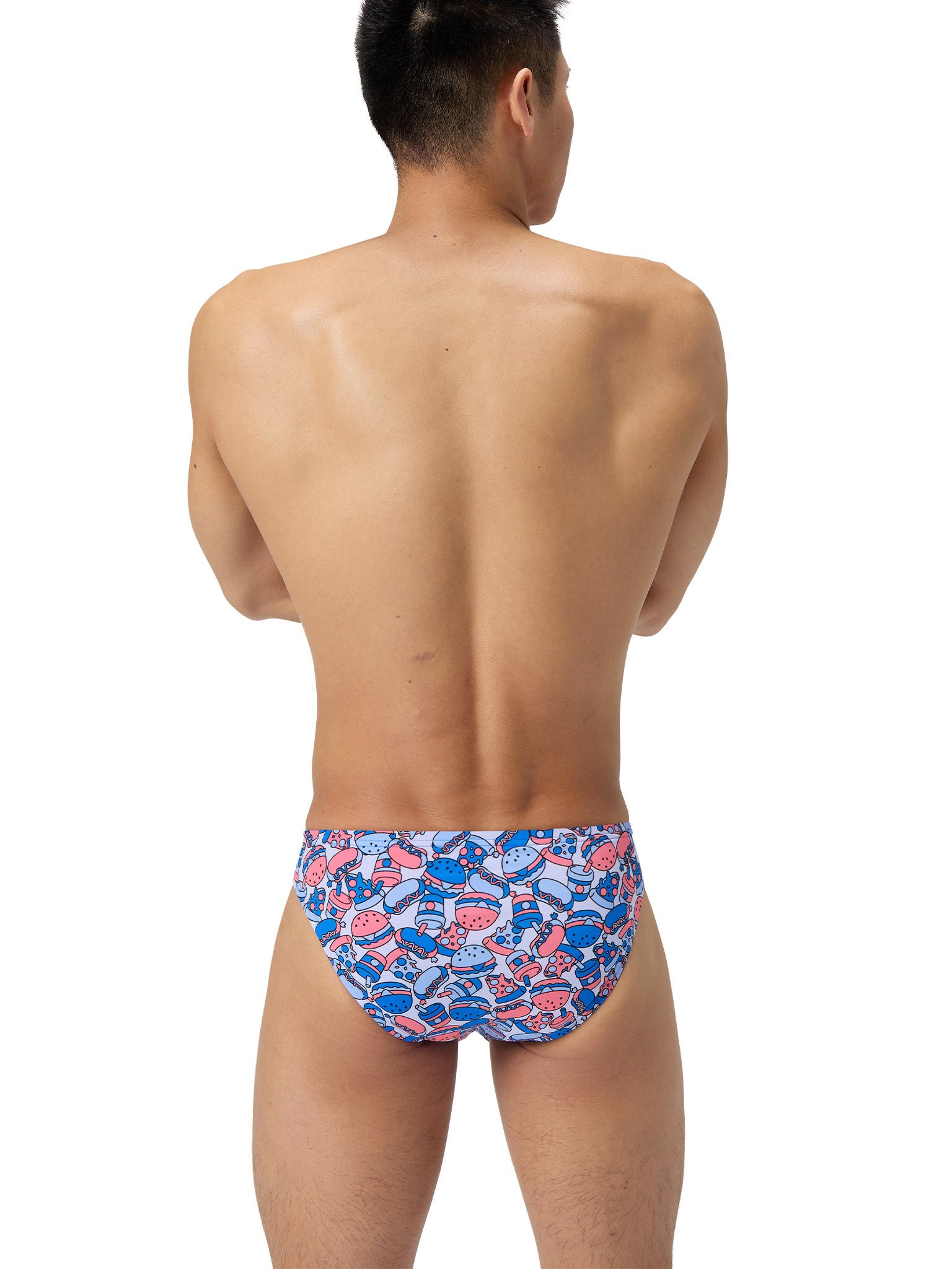 Brief de natation Printed pour hommes - Fast Lane Feast/Lagoon Blue