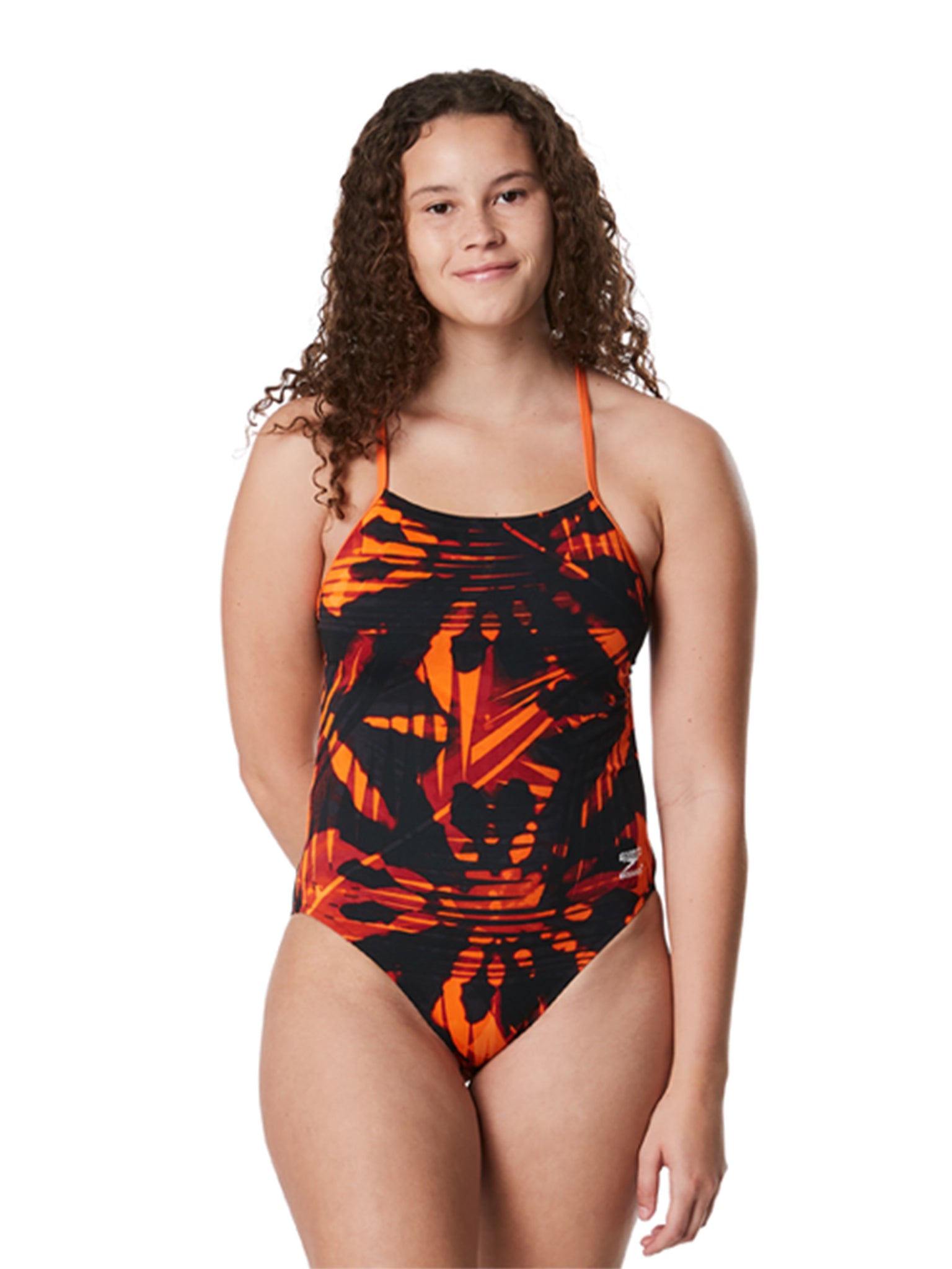 Maillot de bain une-pièce Reflected One Back pour femmes - Noir/Orange