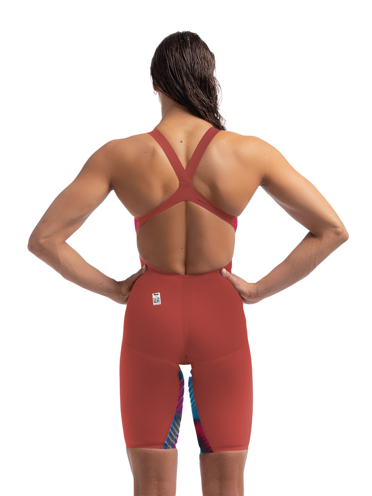 Maillot de compétition Fastskin LZR Pure Valor 2.0 Kneeskin Open Back pour femmes - Rouge/Bleu