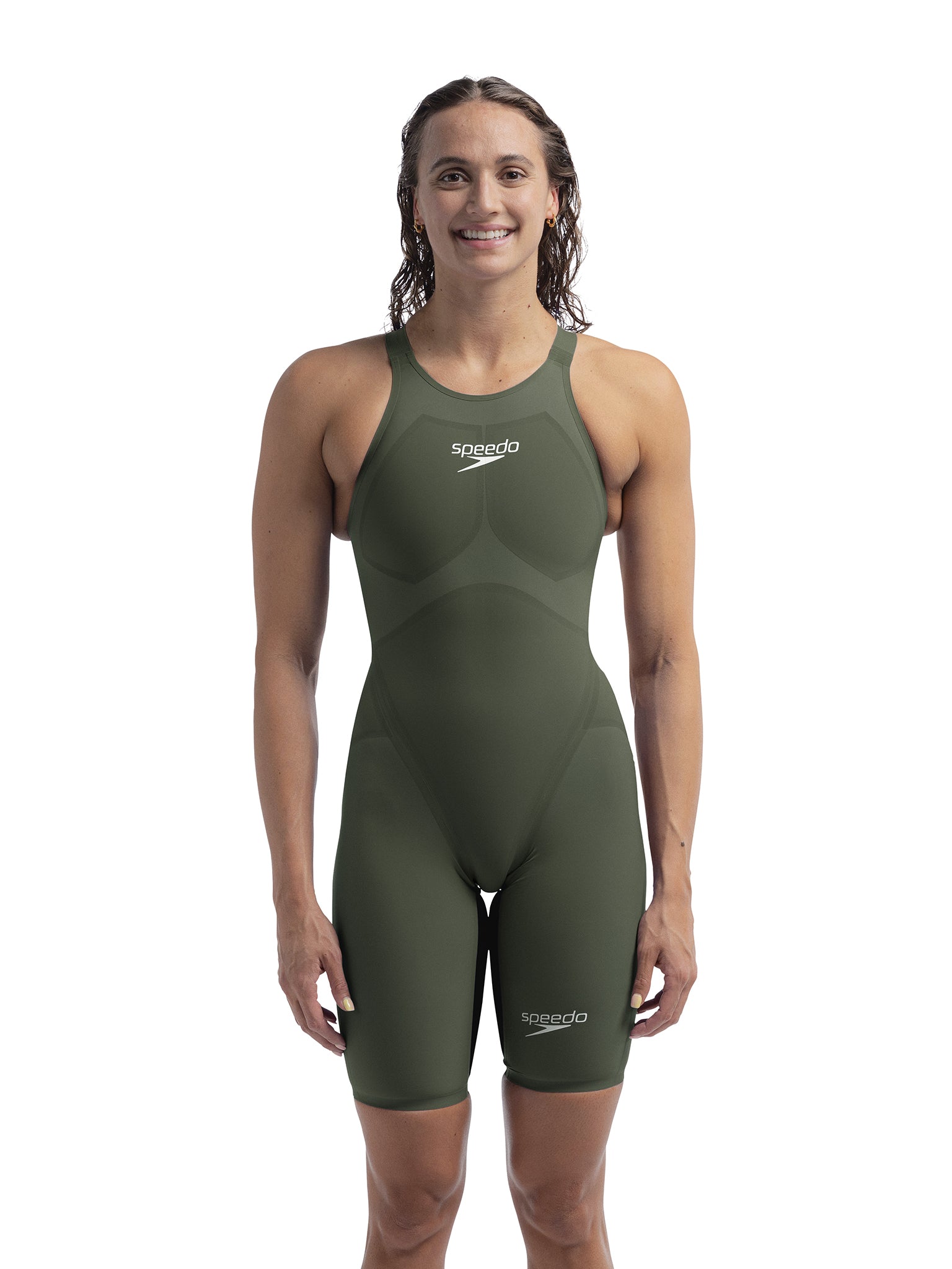 Maillot de compétition Fastskin LZR Pure Valor 2.0 Kneeskin Open Back pour femmes - Country Green