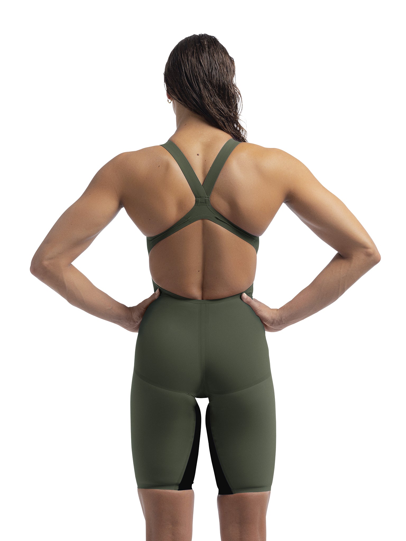 Maillot de compétition Fastskin LZR Pure Valor 2.0 Kneeskin Open Back pour femmes - Country Green