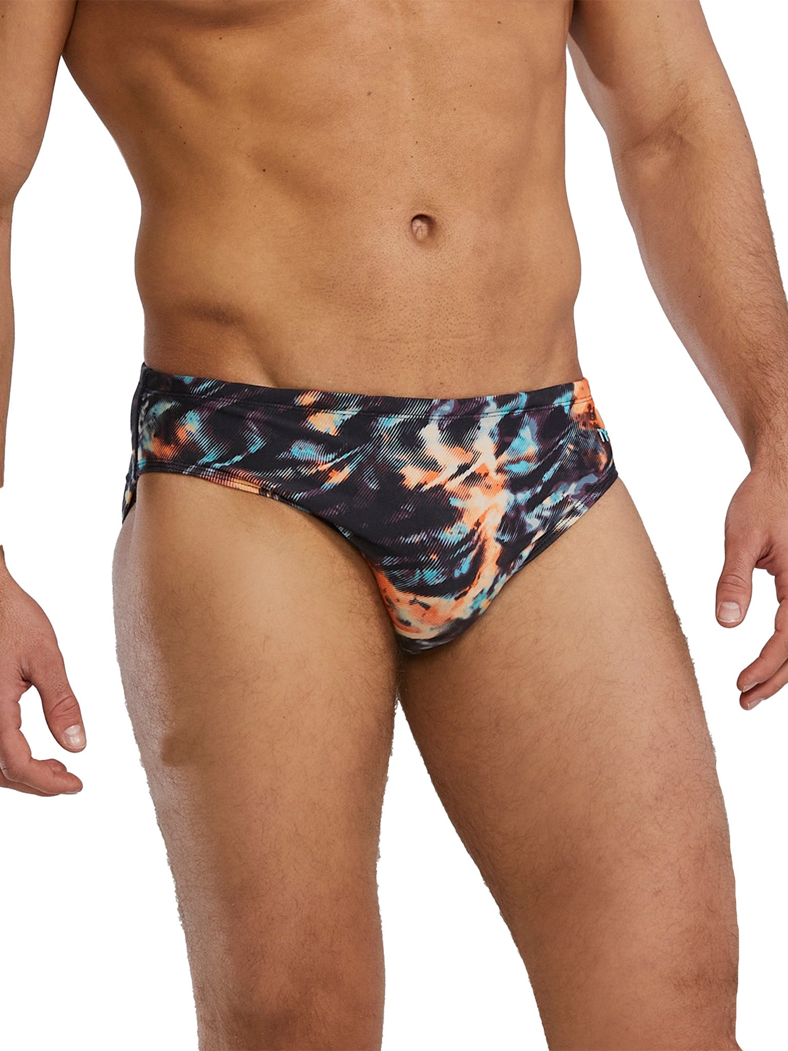 Brief de natation Durafast Elite Validus pour hommes - Orange/Aqua/Noir