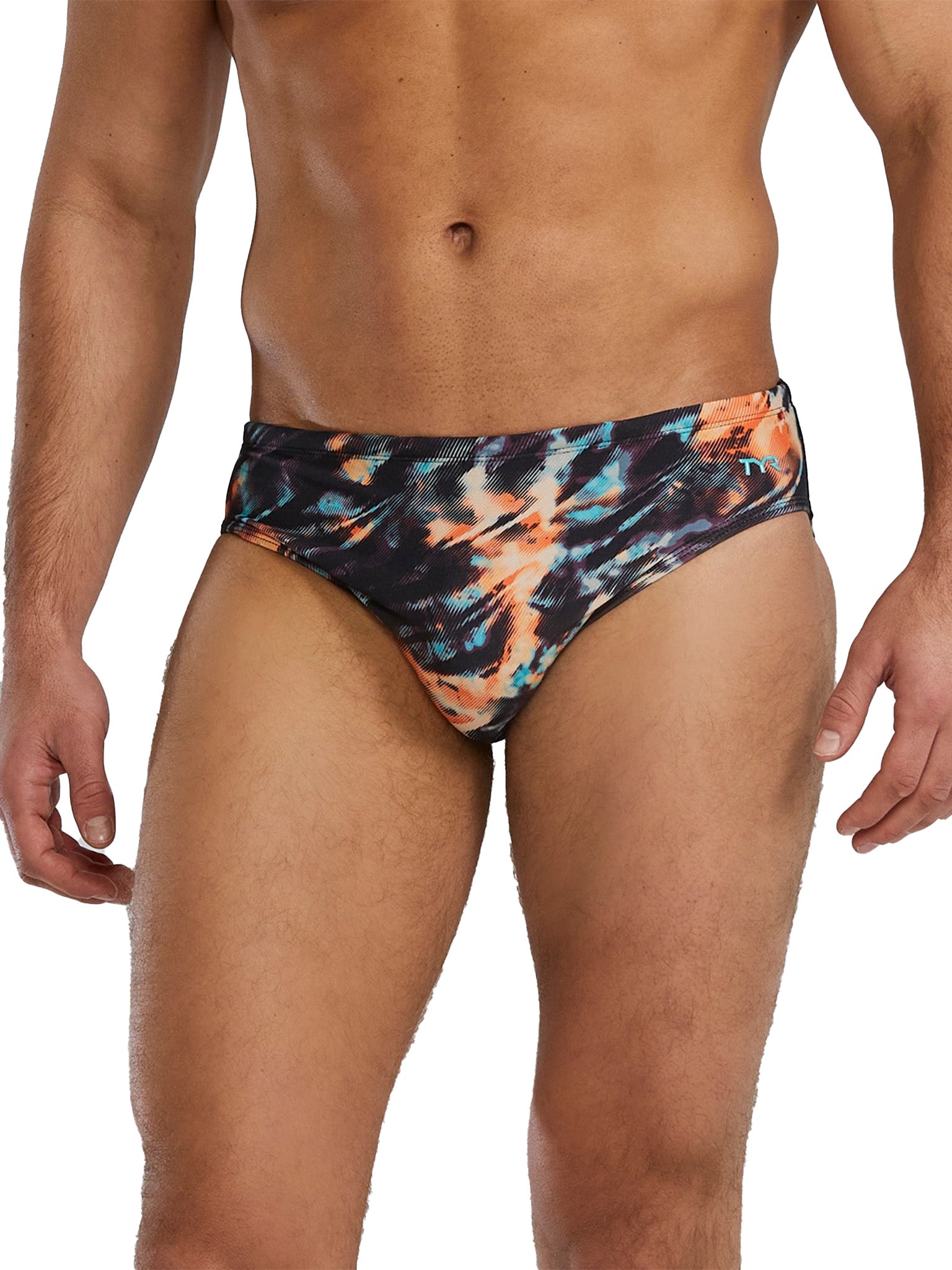 Brief de natation Durafast Elite Validus pour hommes - Orange/Aqua/Noir