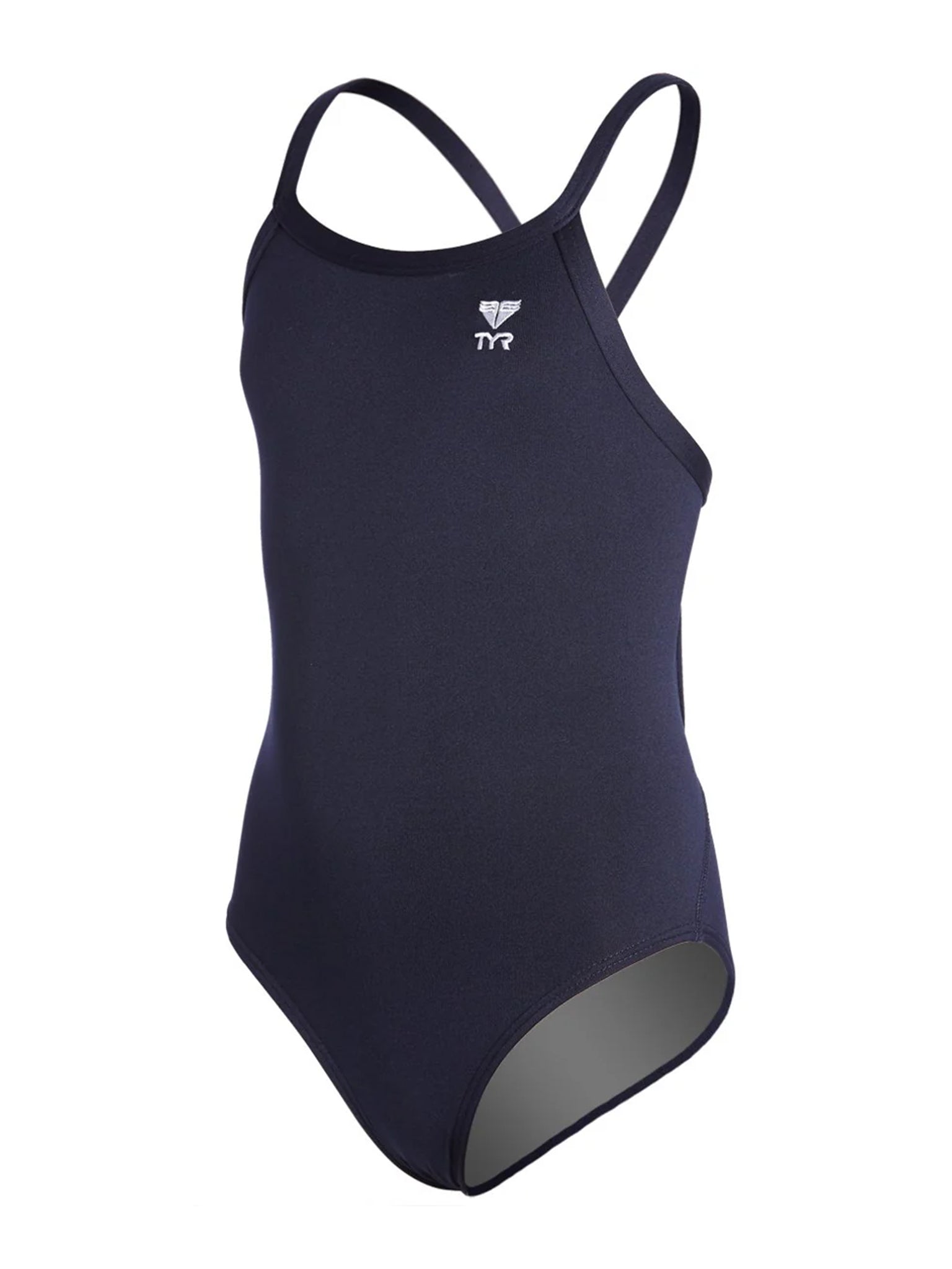 Girl's Diamondfit Durafast Elite Solid One Piece Swimsuit - Navy