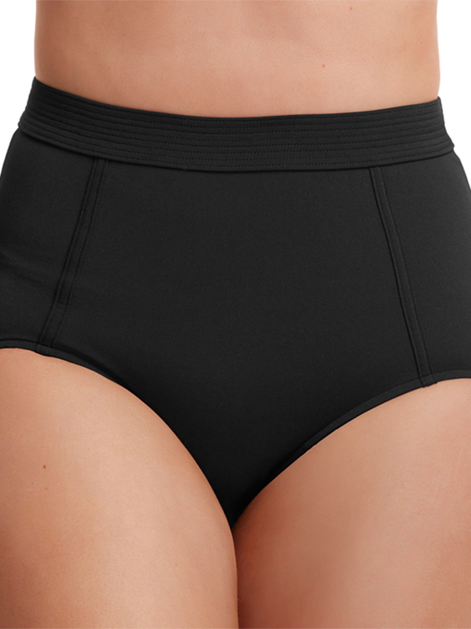 Woman's High Waisted Brief Swimsuit - Still Black