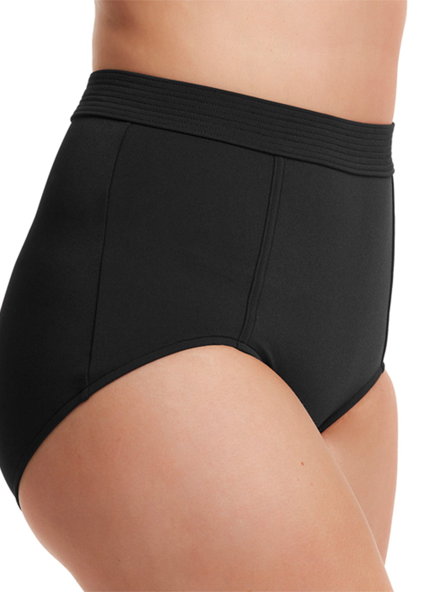 Woman's High Waisted Brief Swimsuit - Still Black