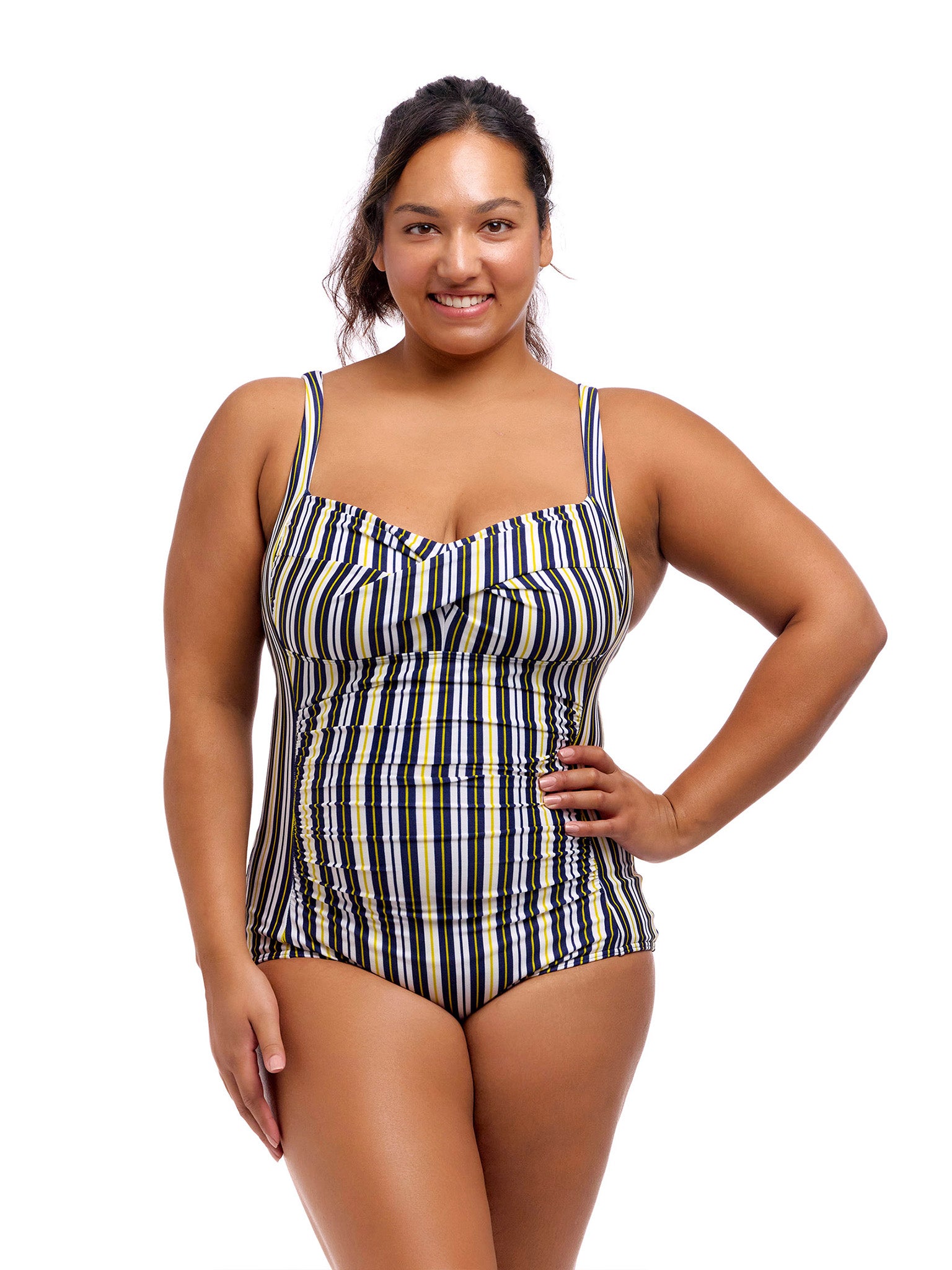Maillot de bain une-pièce Ruched pour femmes - Admiralty Stripe