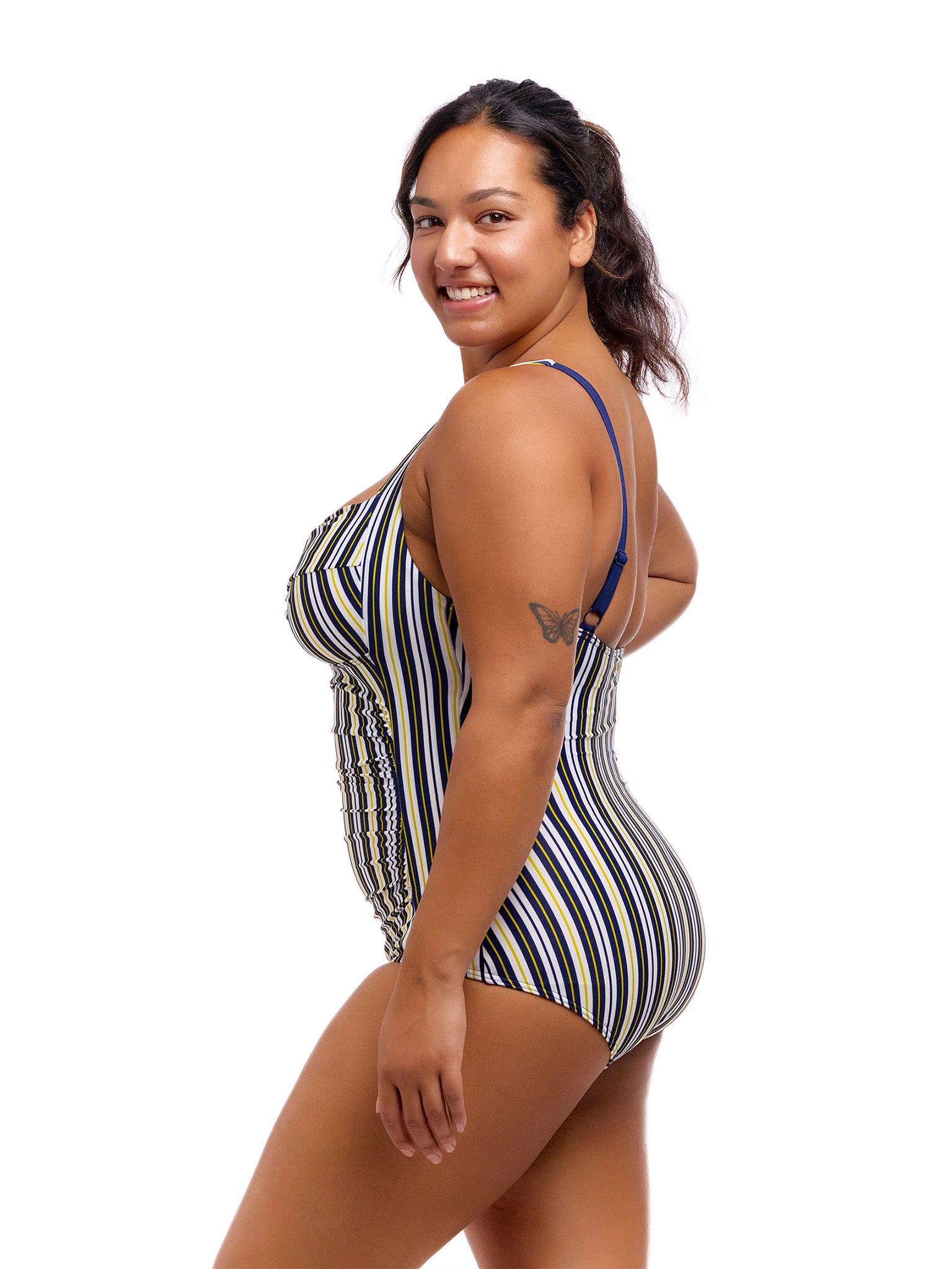 Maillot de bain une-pièce Ruched pour femmes - Admiralty Stripe