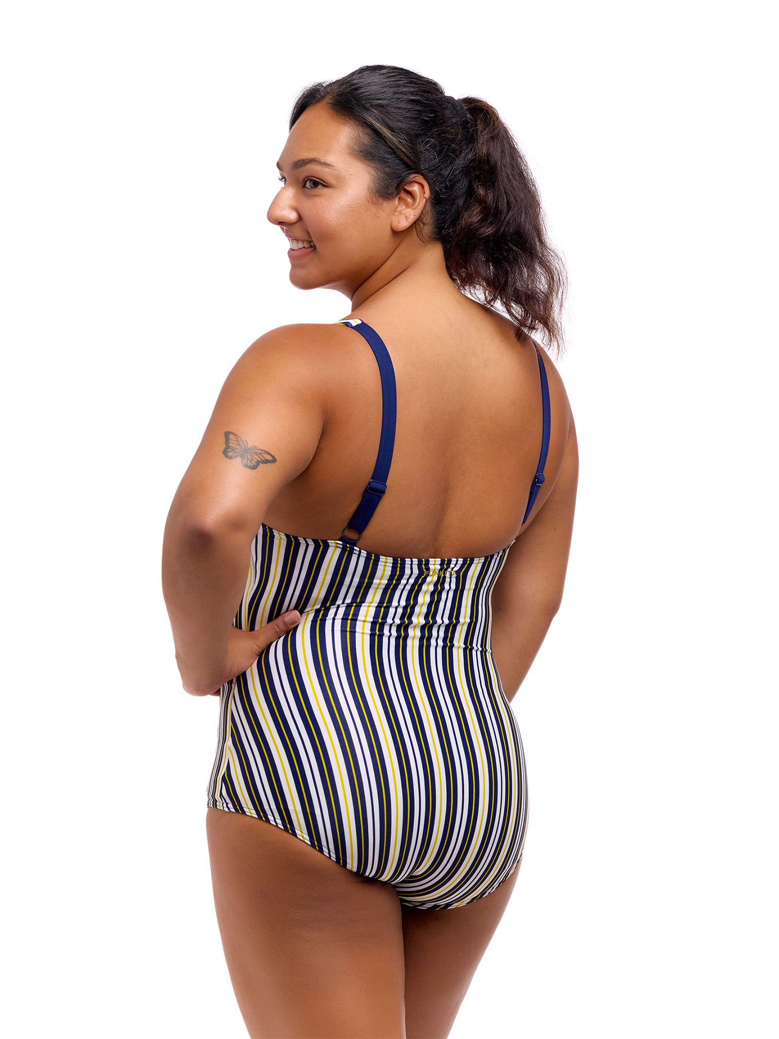 Maillot de bain une-pièce Ruched pour femmes - Admiralty Stripe